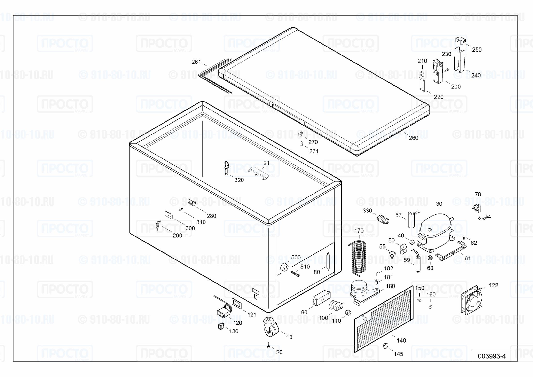 Взрыв-схема запчастей холодильника Liebherr EFL 5705-10X