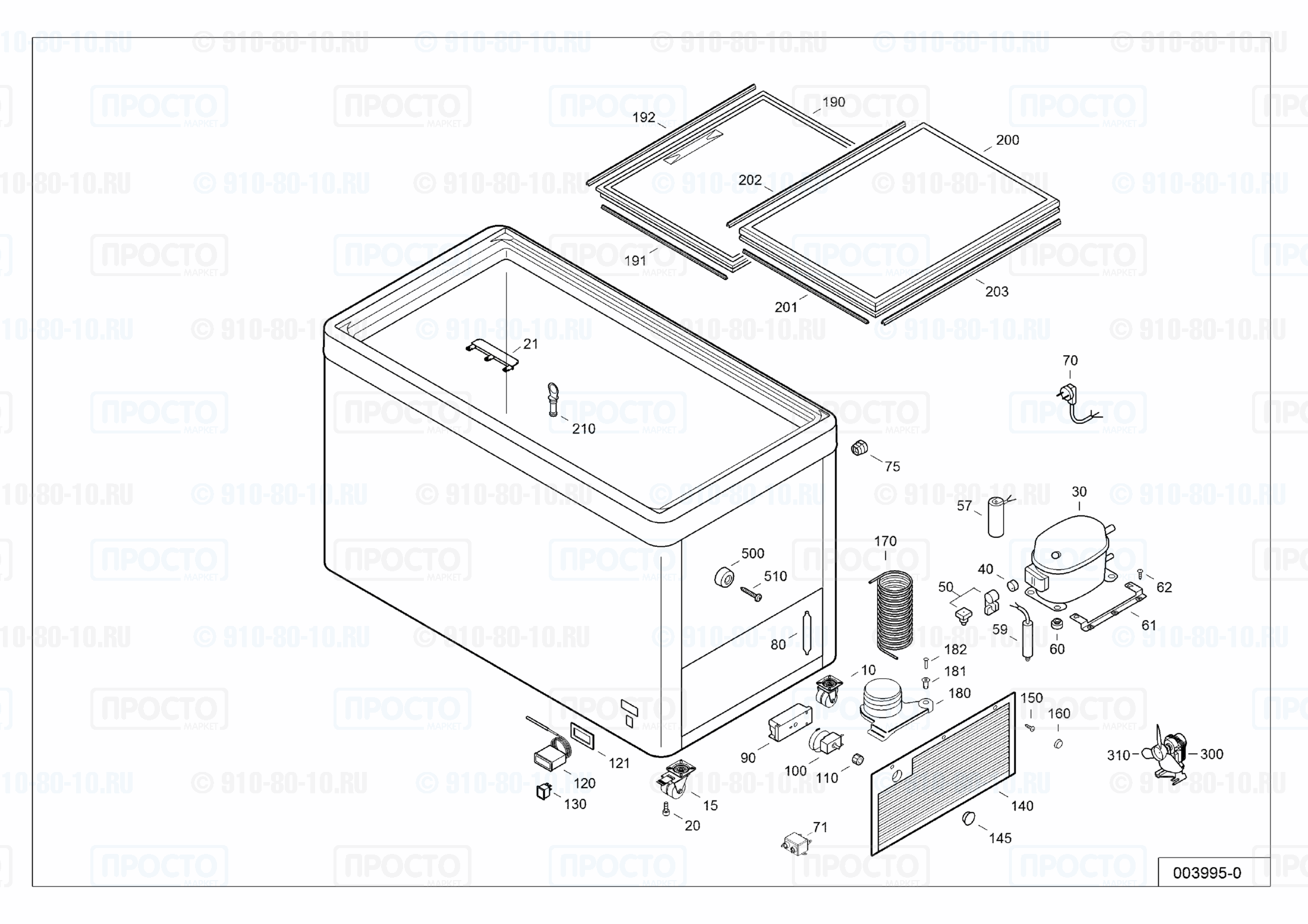 Взрыв-схема запчастей холодильника Liebherr EFE 2100-10B