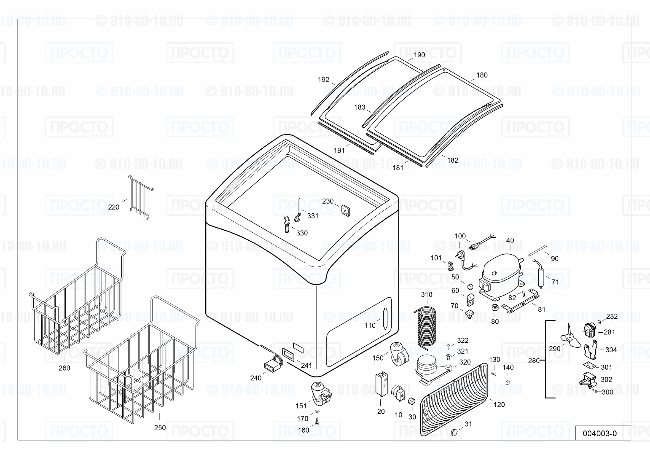 Взрыв-схема запчастей холодильника Liebherr GTI 3003-14C