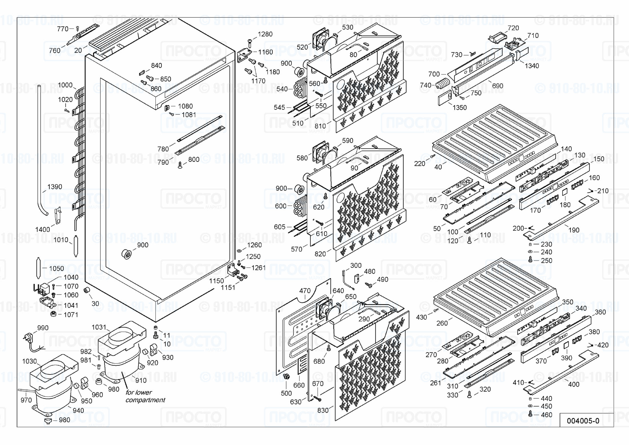 Взрыв-схема запчастей холодильника Liebherr GWTes 4677-20I