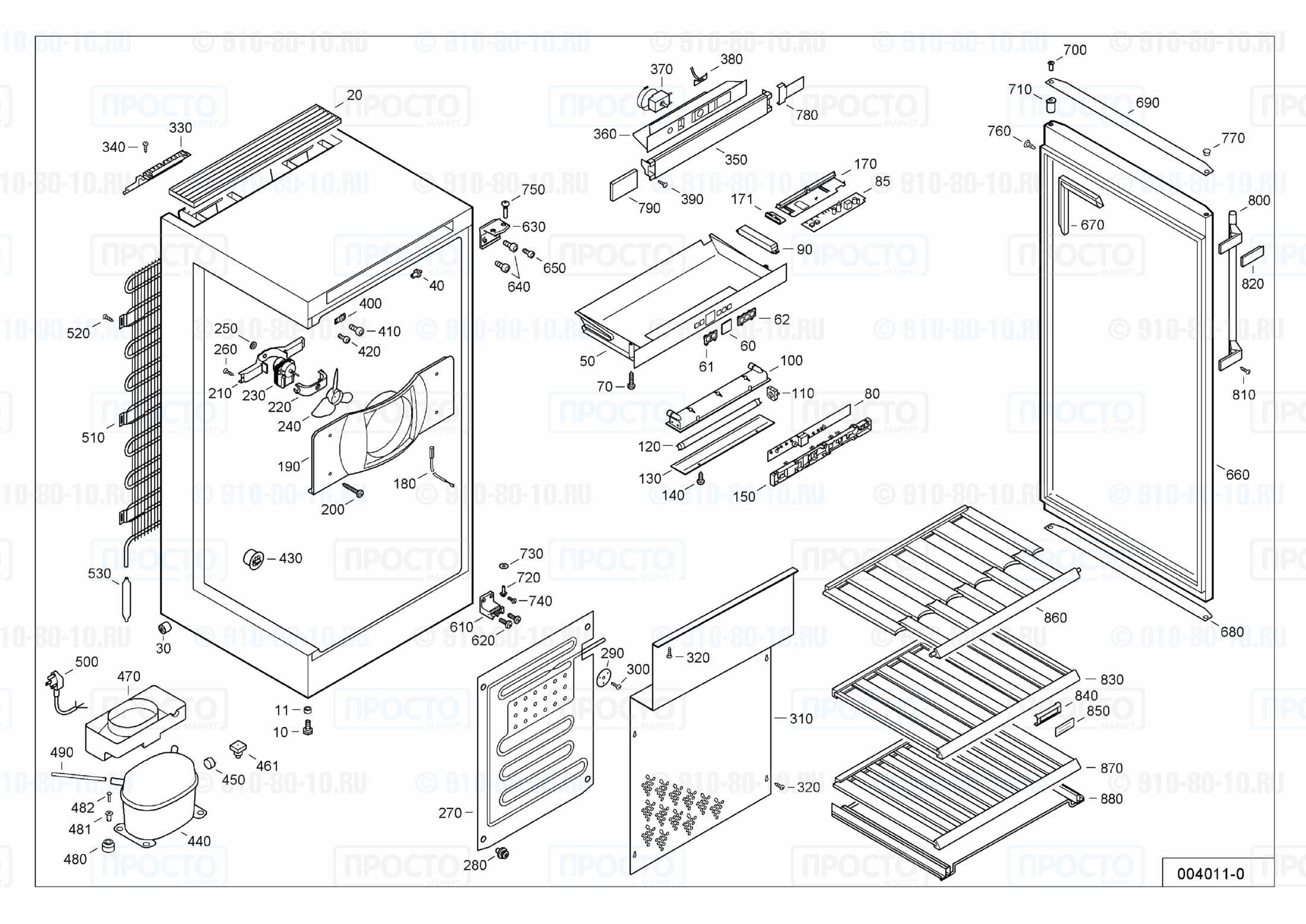 Взрыв-схема запчастей холодильника Liebherr WKes 4177-12B