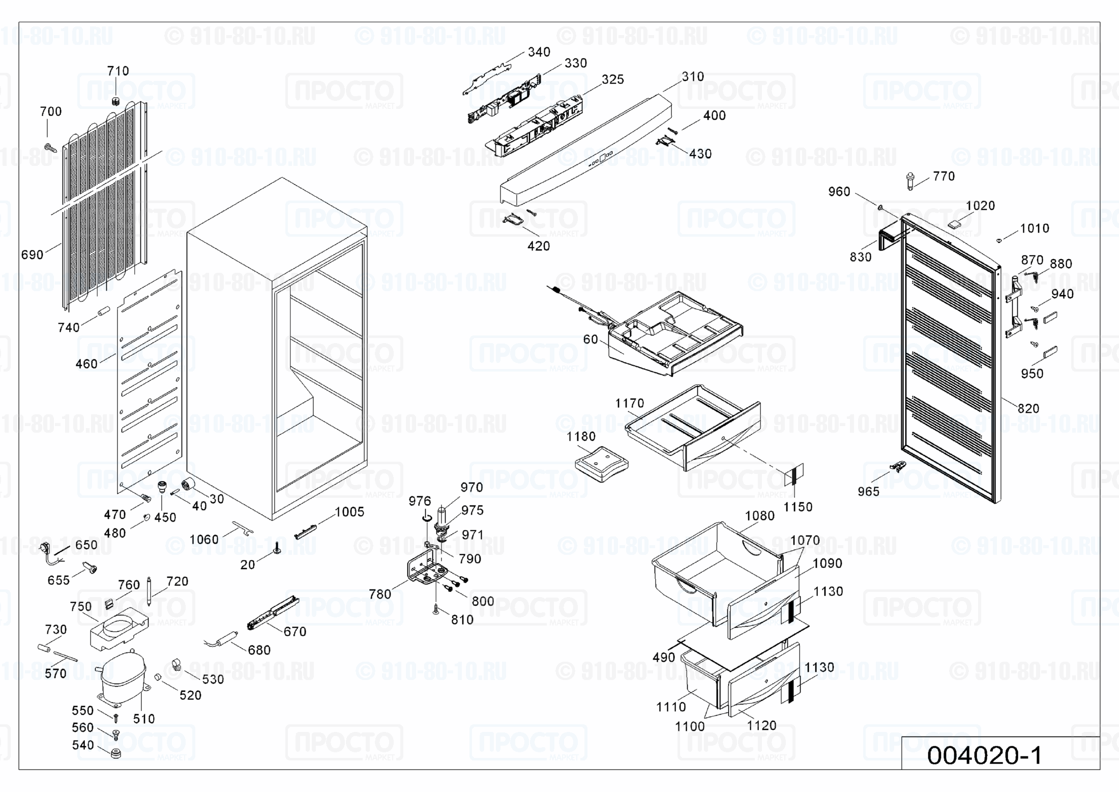 Взрыв-схема запчастей холодильника Liebherr GN 2323-21A
