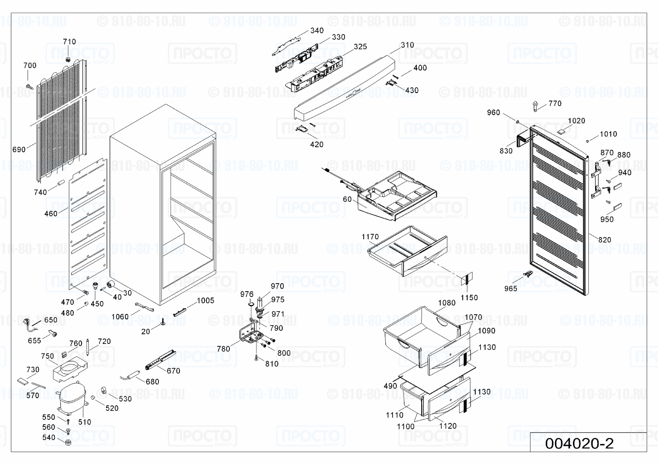 Взрыв-схема запчастей холодильника Liebherr GN 3023-21B