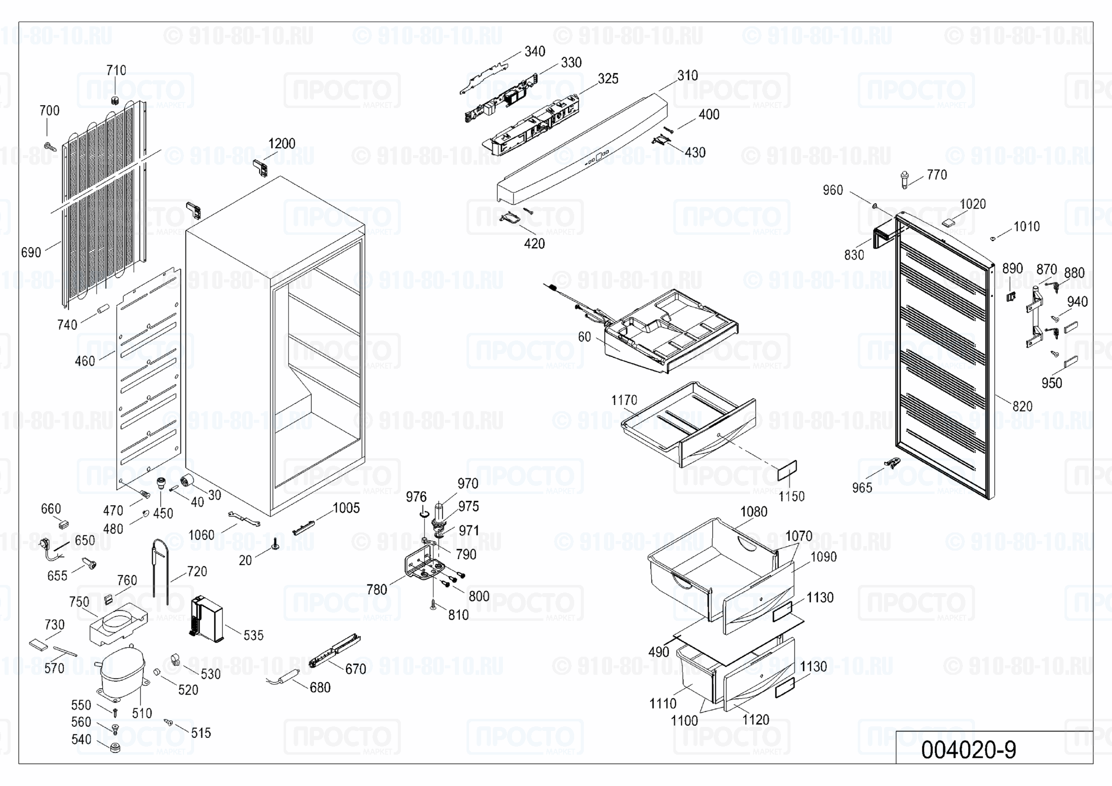 Взрыв-схема запчастей холодильника Liebherr GNP 3013-21A