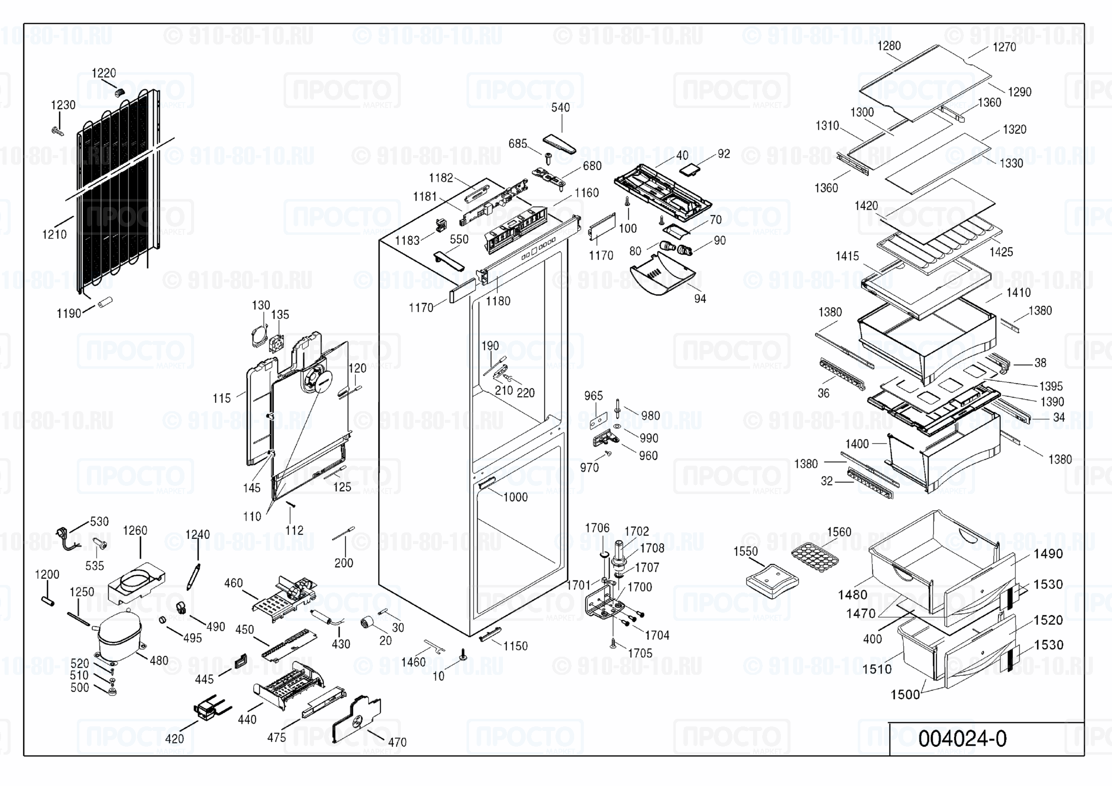 Взрыв-схема запчастей холодильника Liebherr CBPesf 3613-20