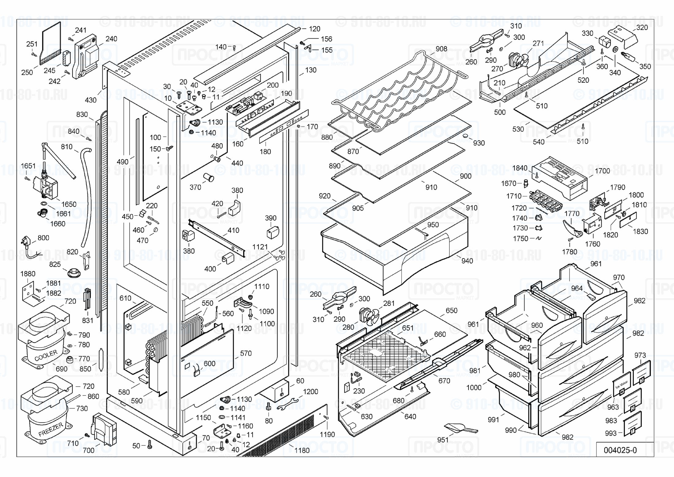 Взрыв-схема запчастей холодильника Liebherr KEKNes 5056-16B