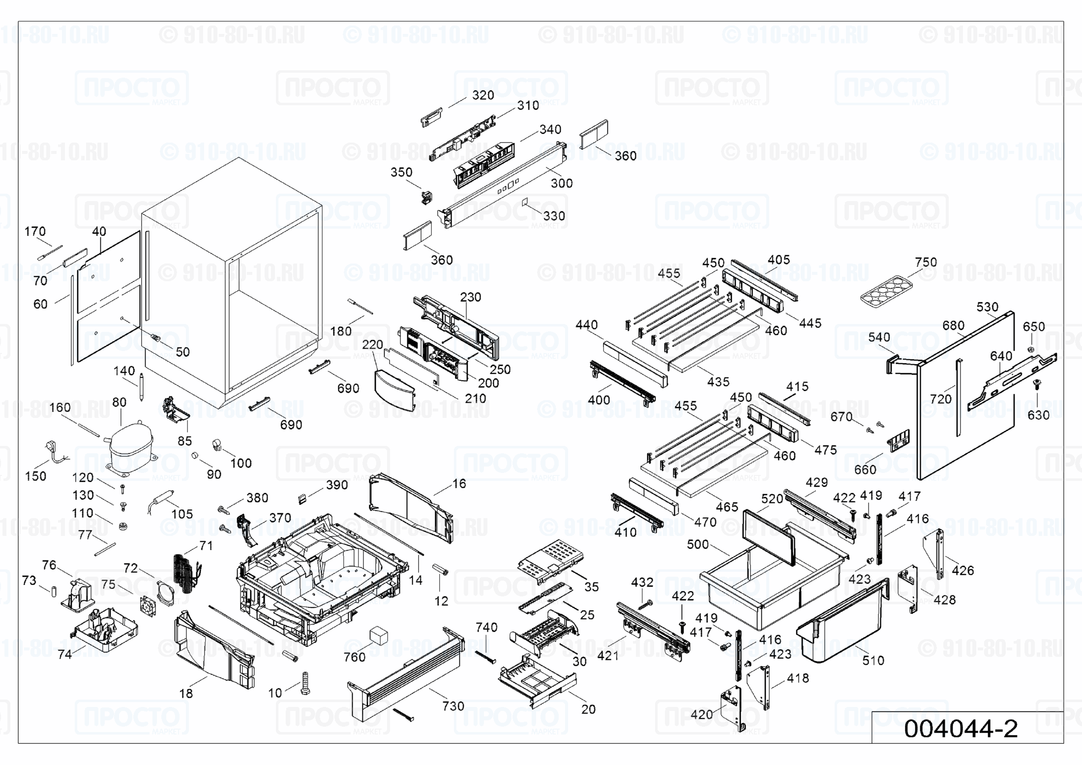 Взрыв-схема запчастей холодильника Liebherr UIK 1550-20C