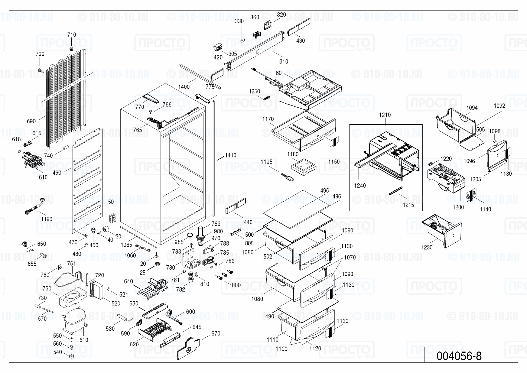 Взрыв-схема запчастей холодильника Liebherr SGNes 3012-25F