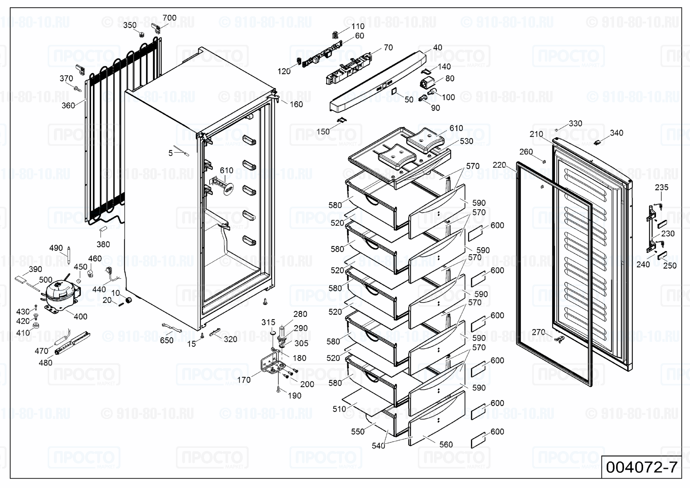 Взрыв-схема запчастей холодильника Liebherr G 4013-20E