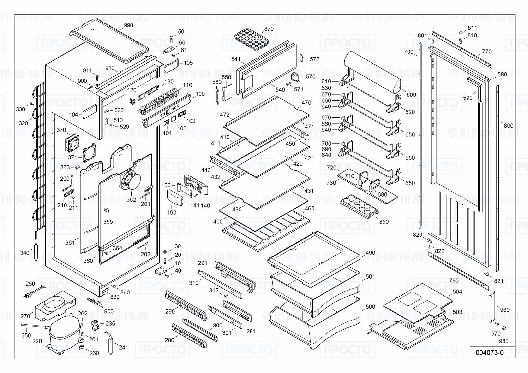 Взрыв-схема запчастей холодильника Liebherr EKBc 2454-21A