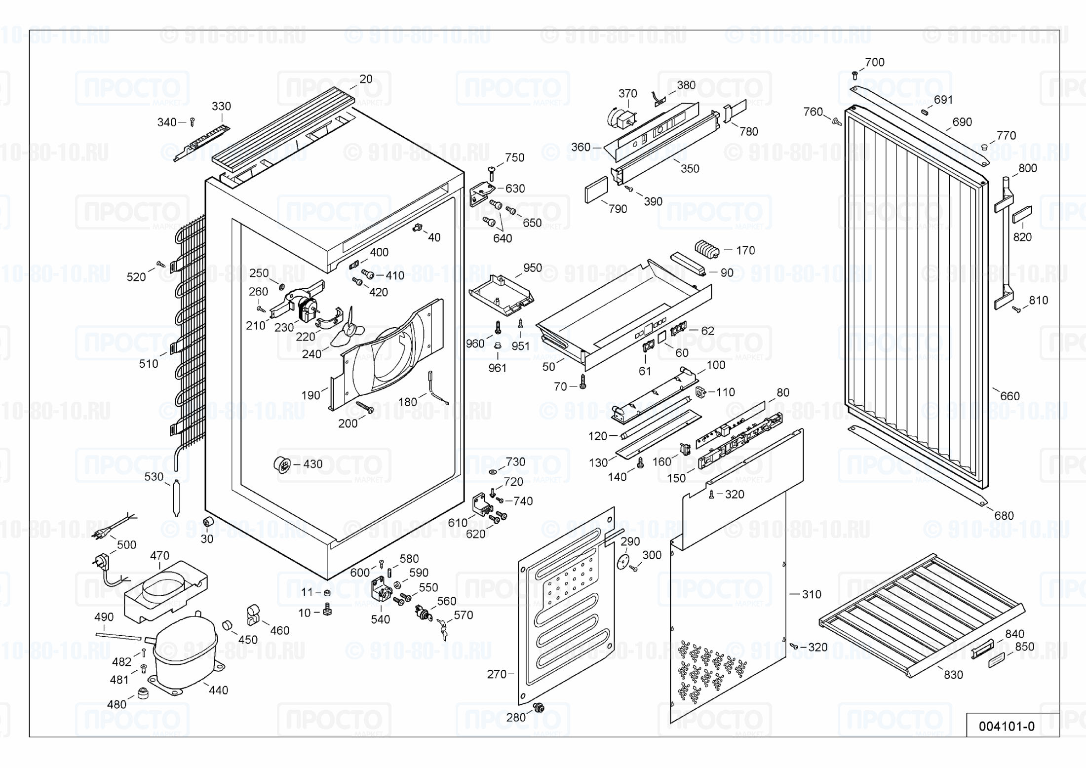Взрыв-схема запчастей холодильника Liebherr WKes 4176-27I