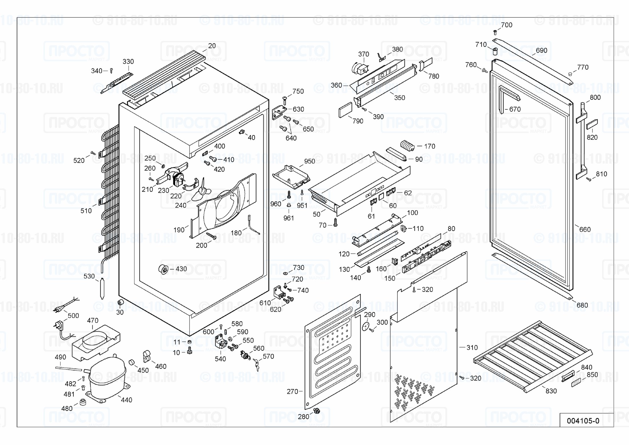 Взрыв-схема запчастей холодильника Liebherr WK 4177-21G