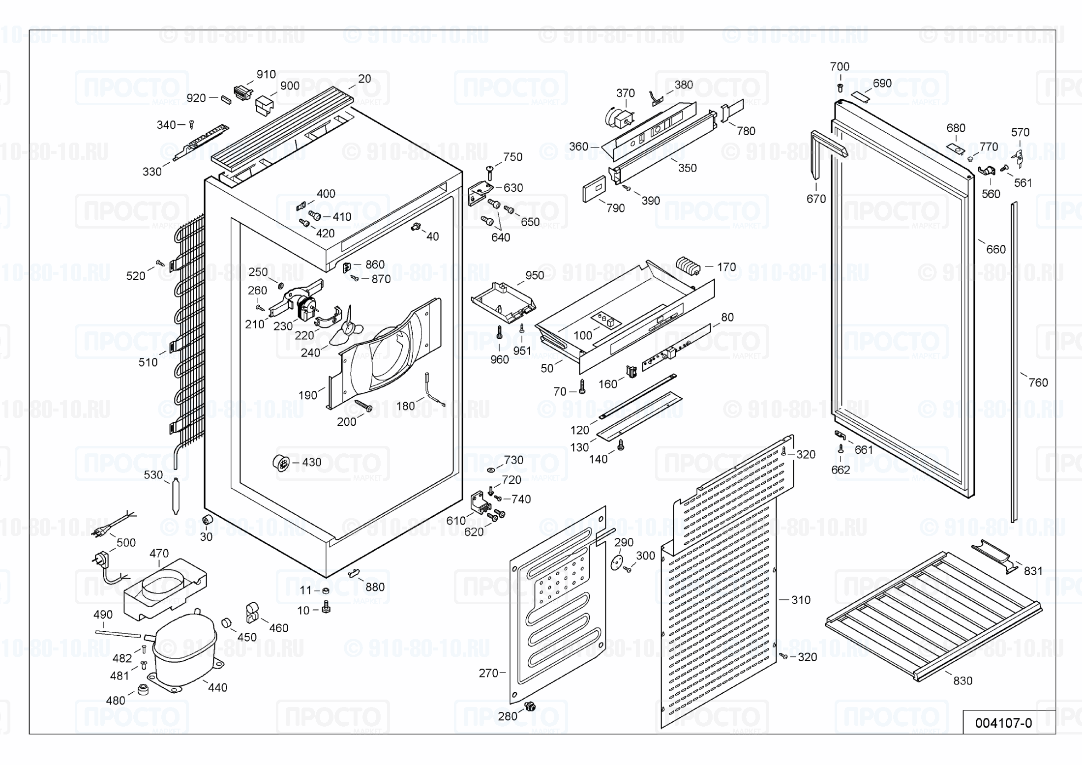 Взрыв-схема запчастей холодильника Liebherr WKes 4677-26I