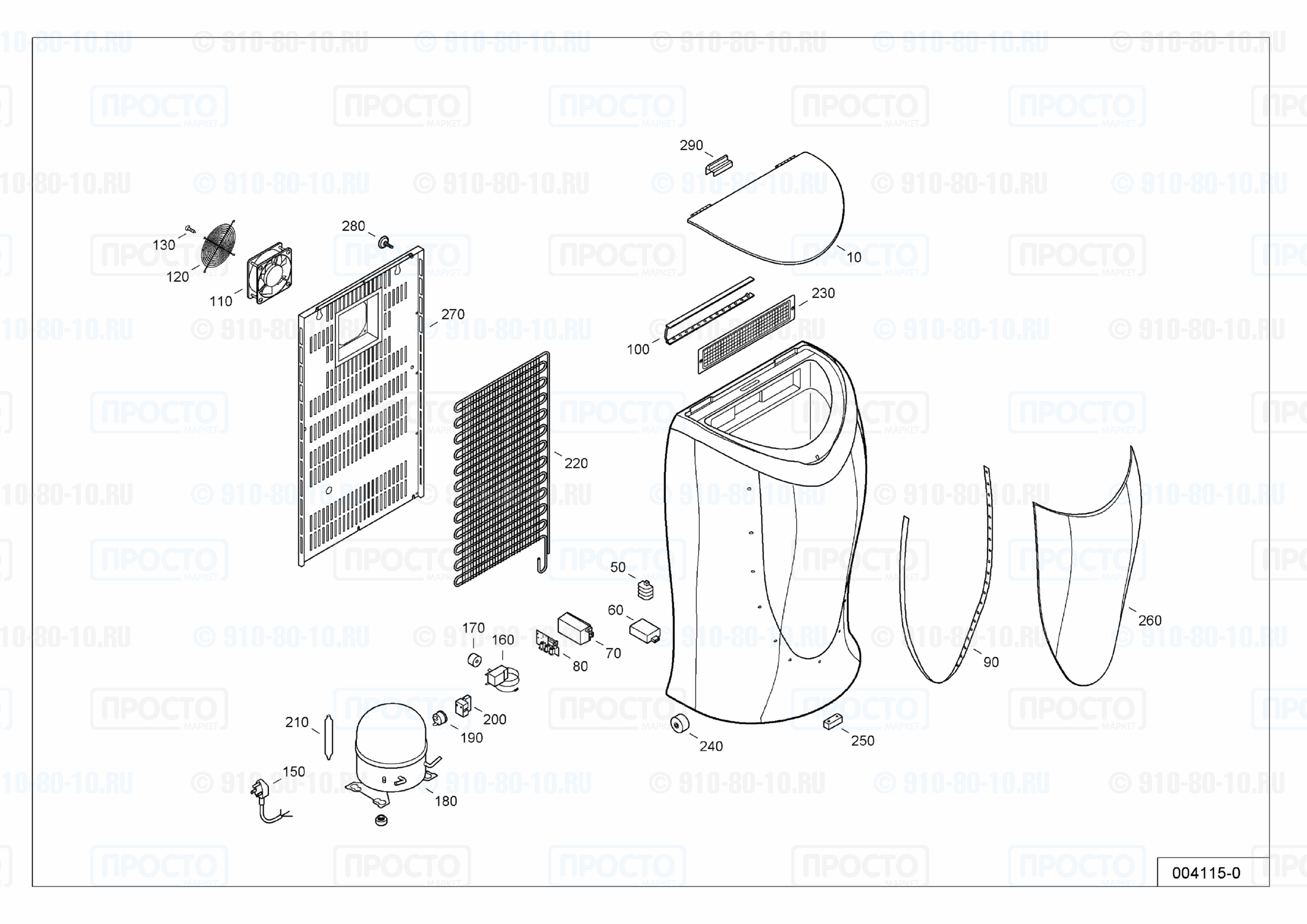Взрыв-схема запчастей холодильника Liebherr MF 304-10