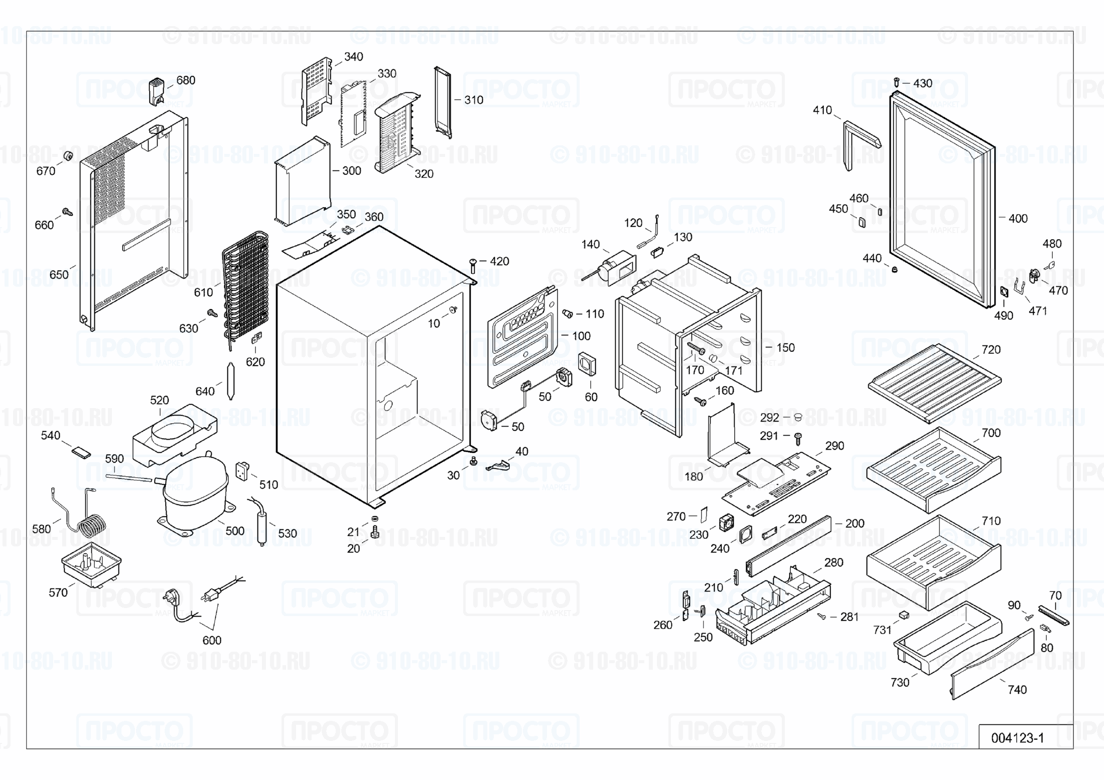 Взрыв-схема запчастей холодильника Liebherr ZKes 453-20G