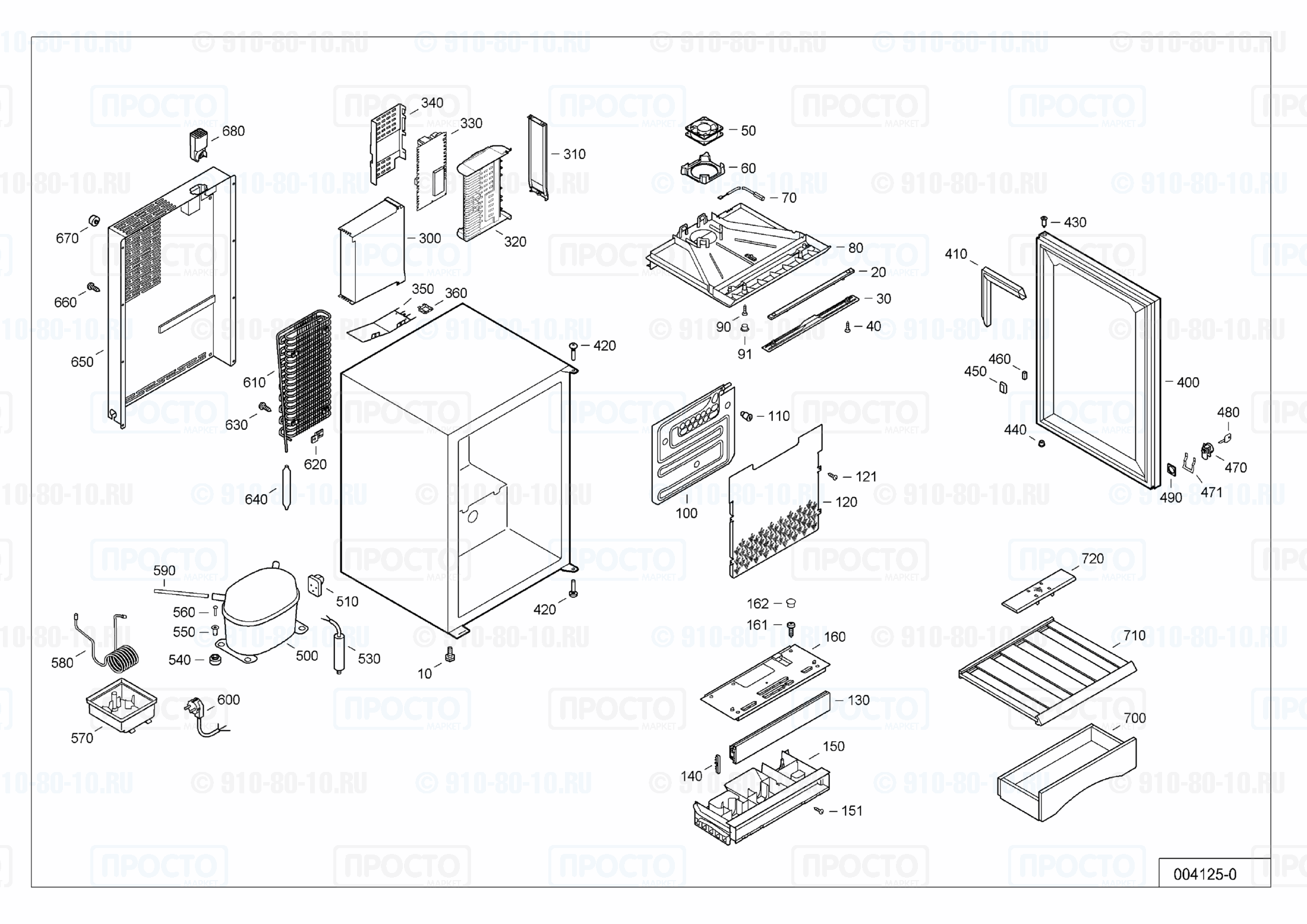 Взрыв-схема запчастей холодильника Liebherr WKes 653-20C