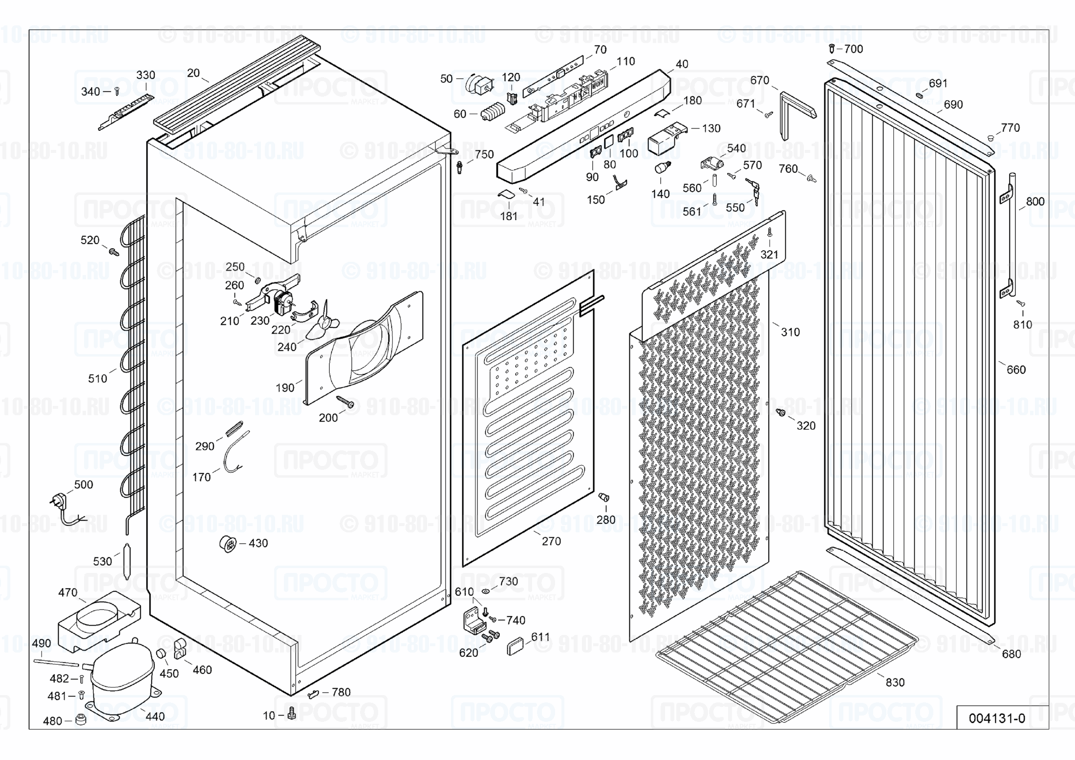 Взрыв-схема запчастей холодильника Liebherr GWK 6476-20A