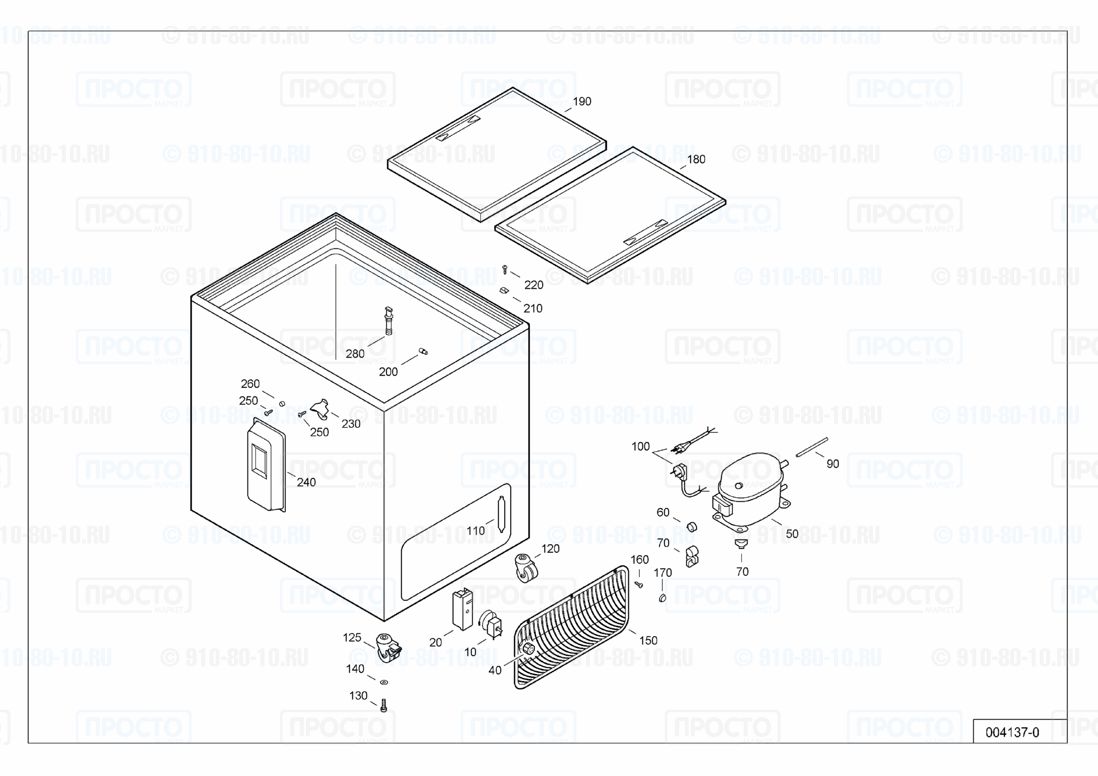 Взрыв-схема запчастей холодильника Liebherr FT 2900-12G