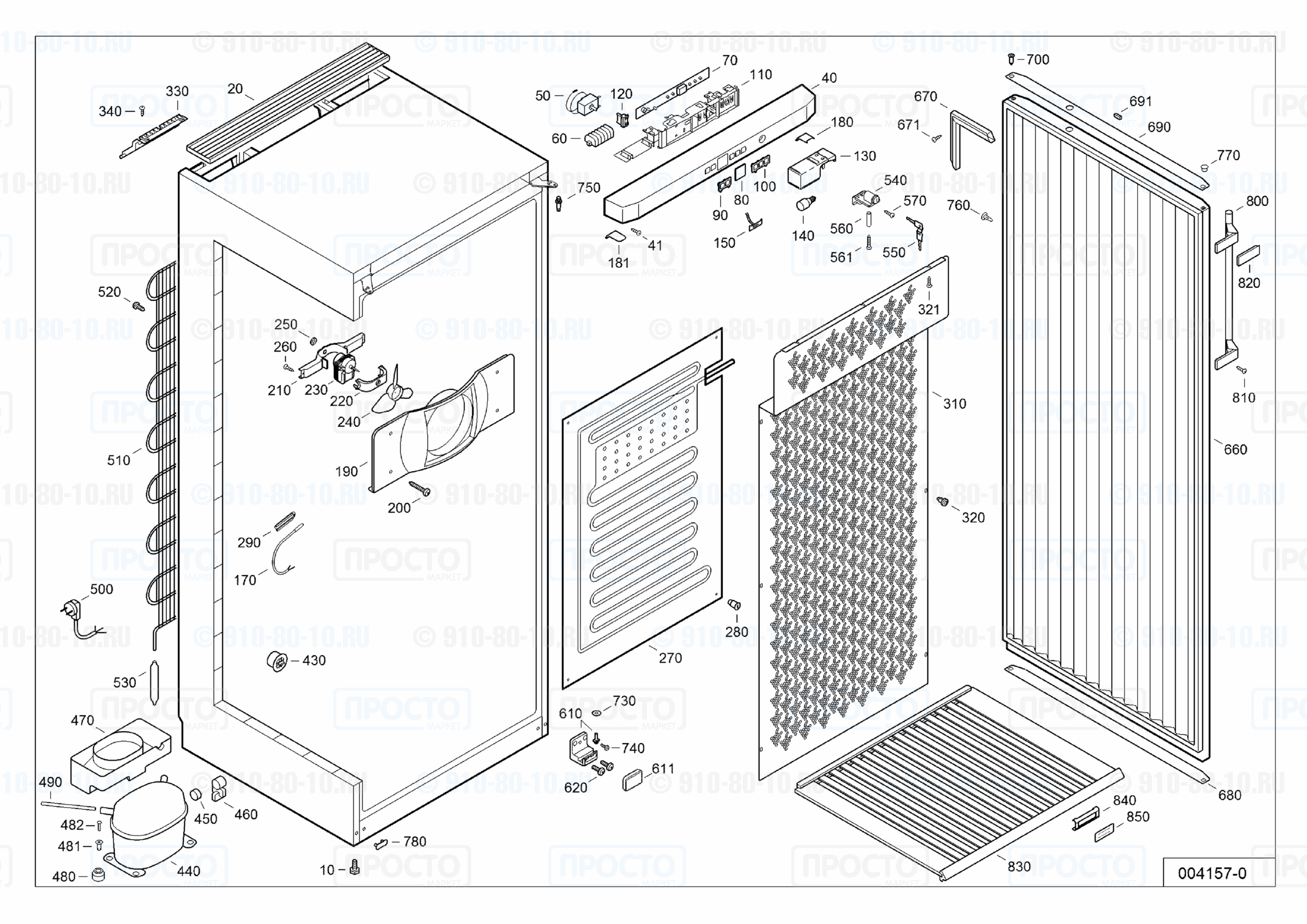 Взрыв-схема запчастей холодильника Liebherr WK 6476-20B