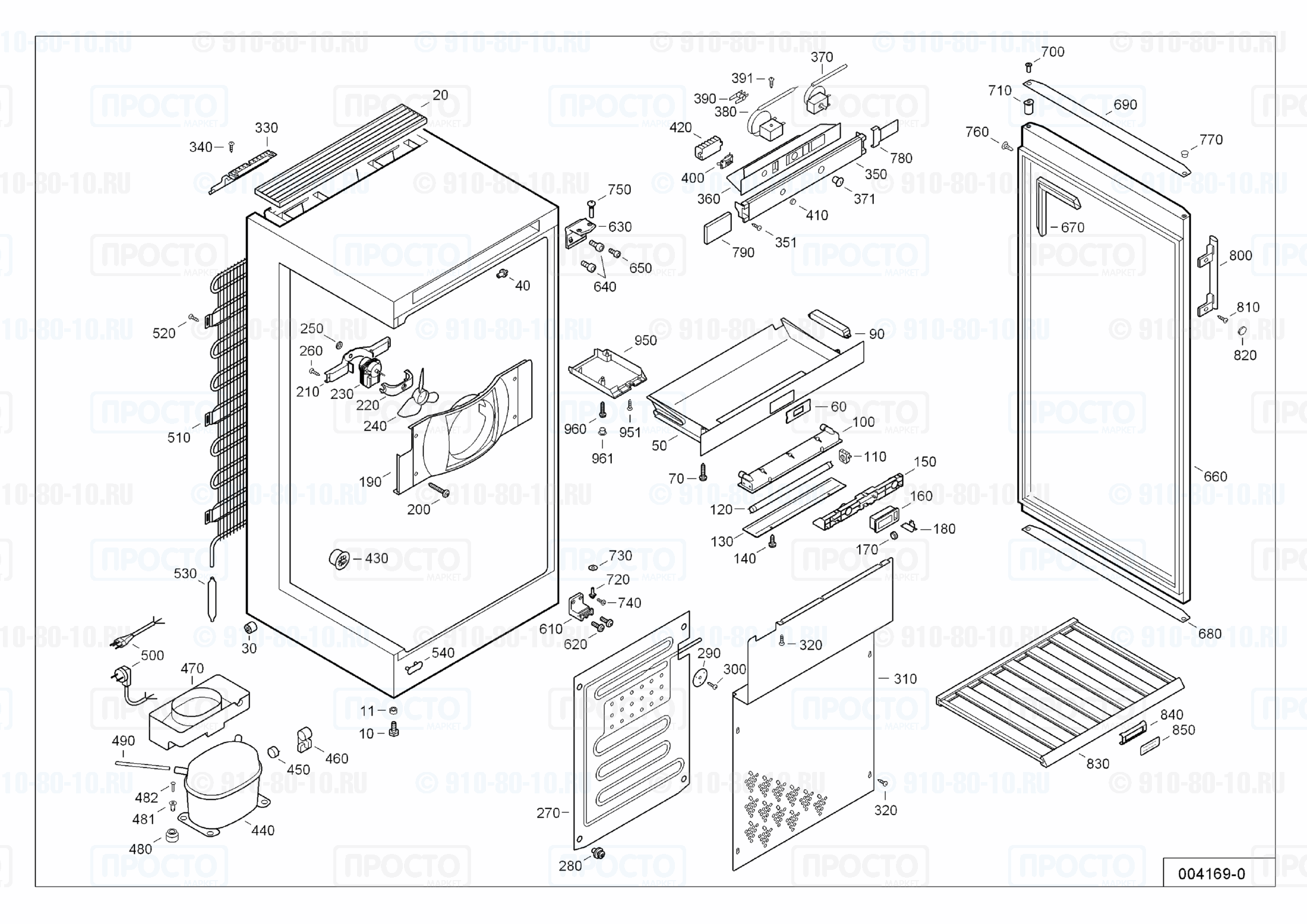 Взрыв-схема запчастей холодильника Liebherr WK 4127-22C