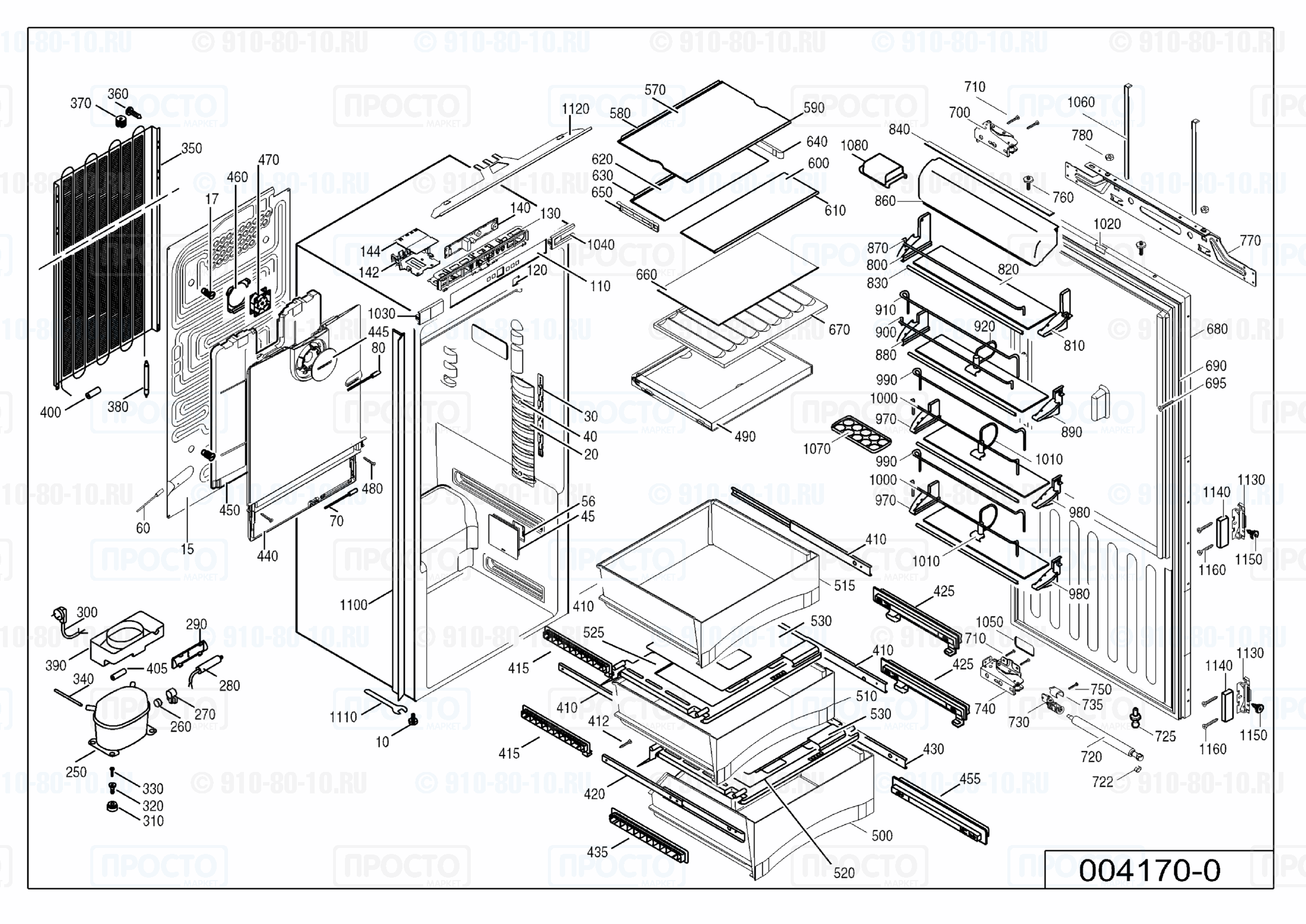 Взрыв-схема запчастей холодильника Liebherr SIKB 3650-20I