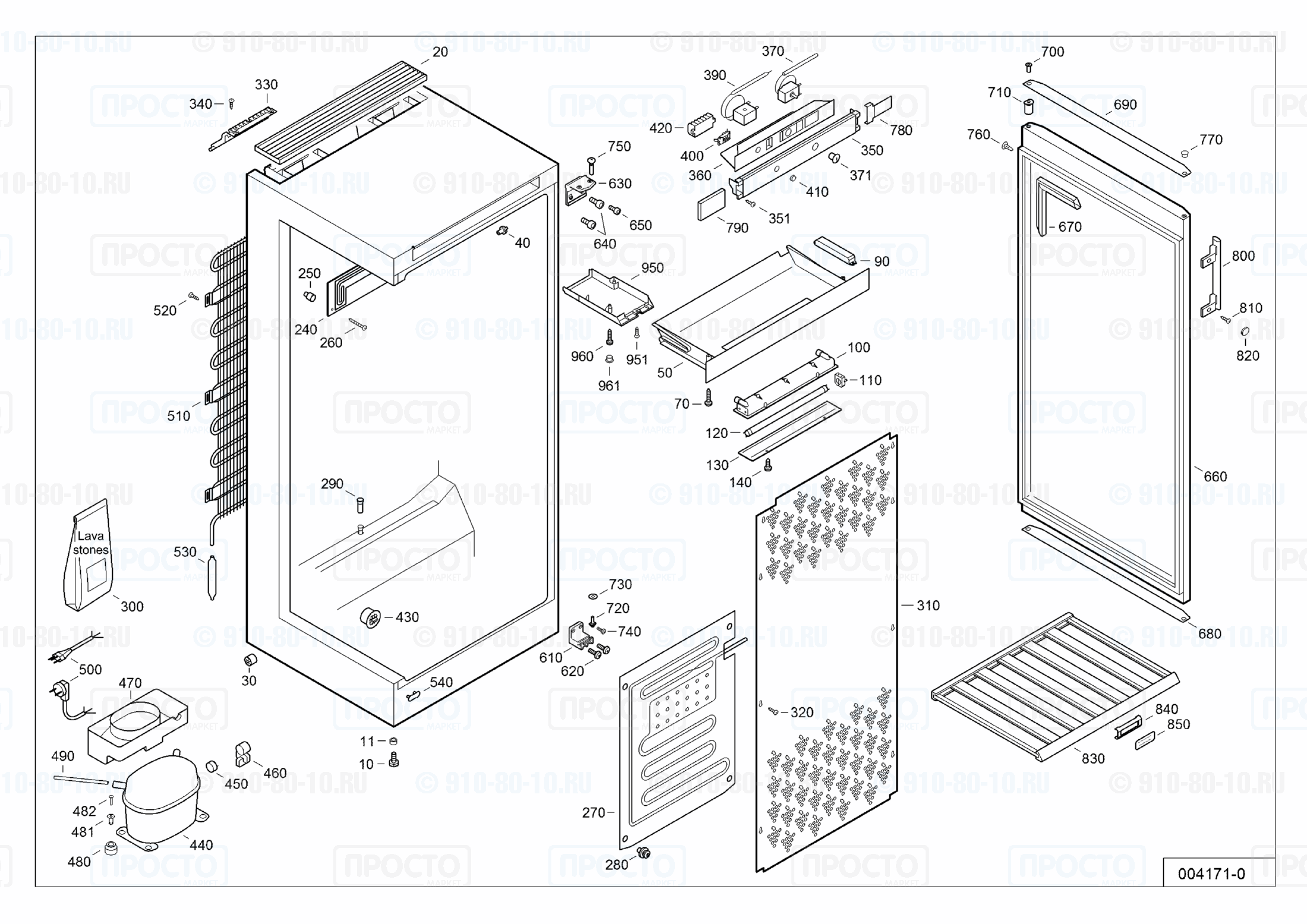 Взрыв-схема запчастей холодильника Liebherr WT 4127-21F