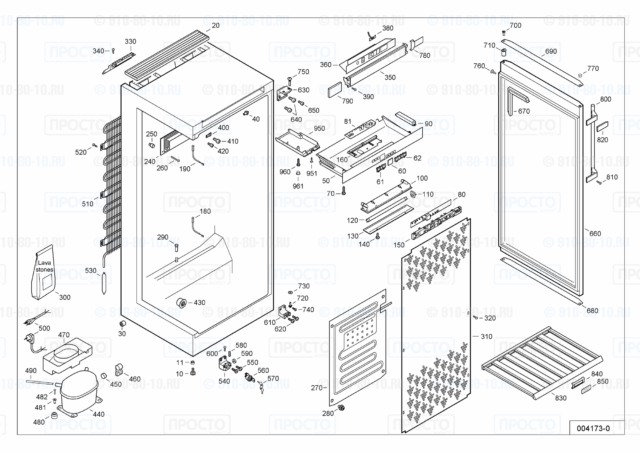 Взрыв-схема запчастей холодильника Liebherr WTes 4177-26A