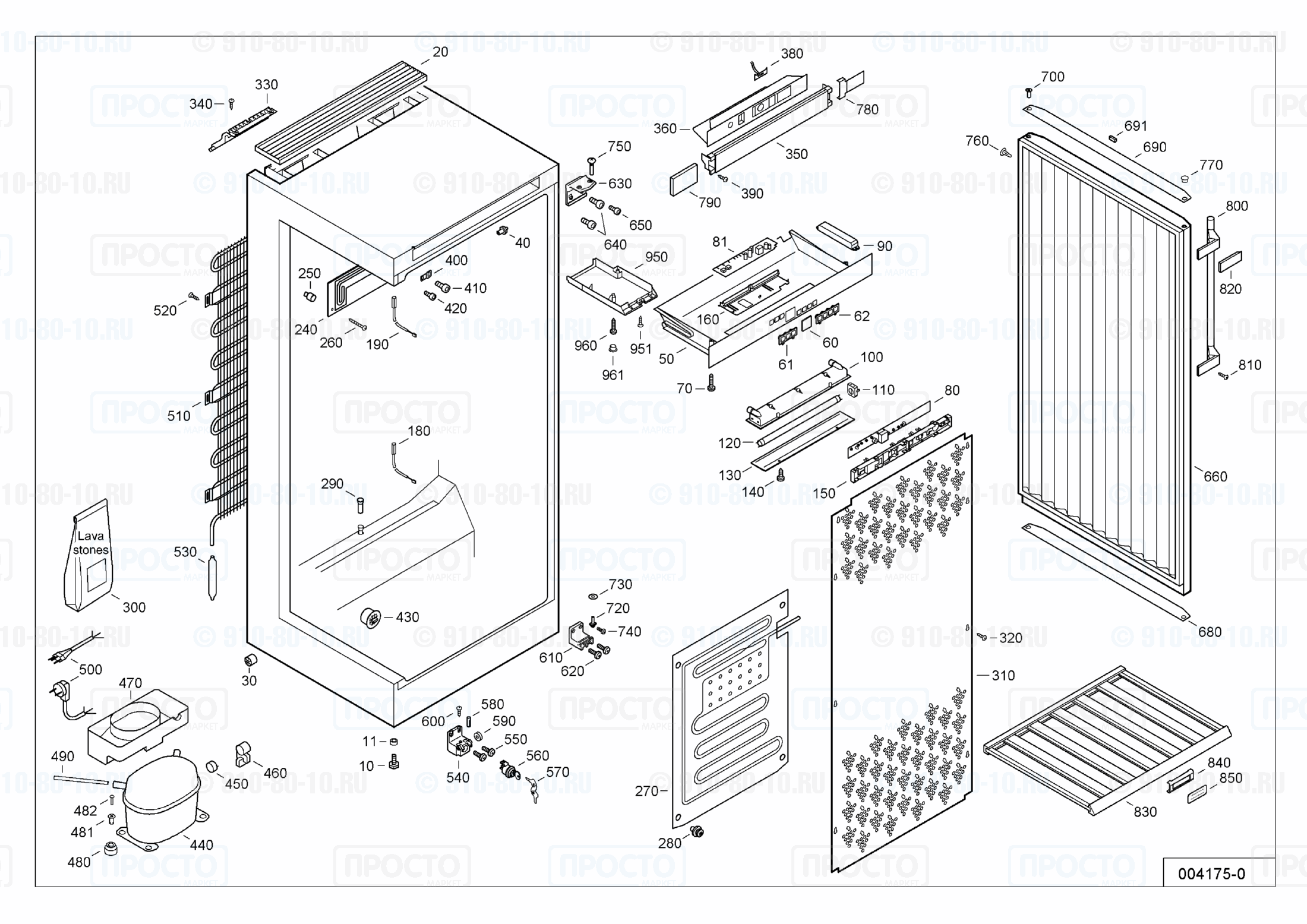 Взрыв-схема запчастей холодильника Liebherr WTes 4176-20I