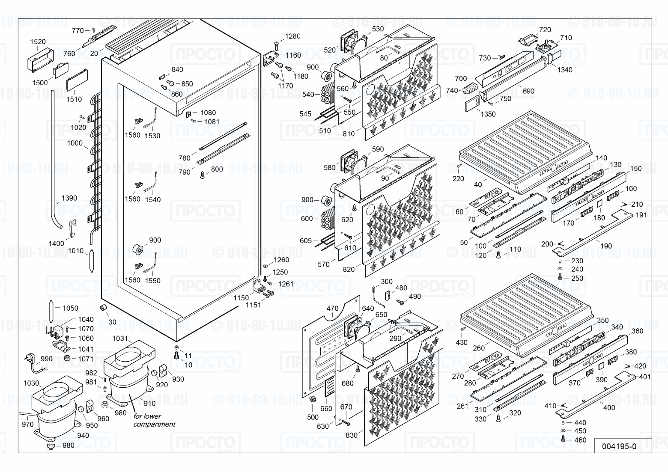 Взрыв-схема запчастей холодильника Liebherr GWT 4677-21