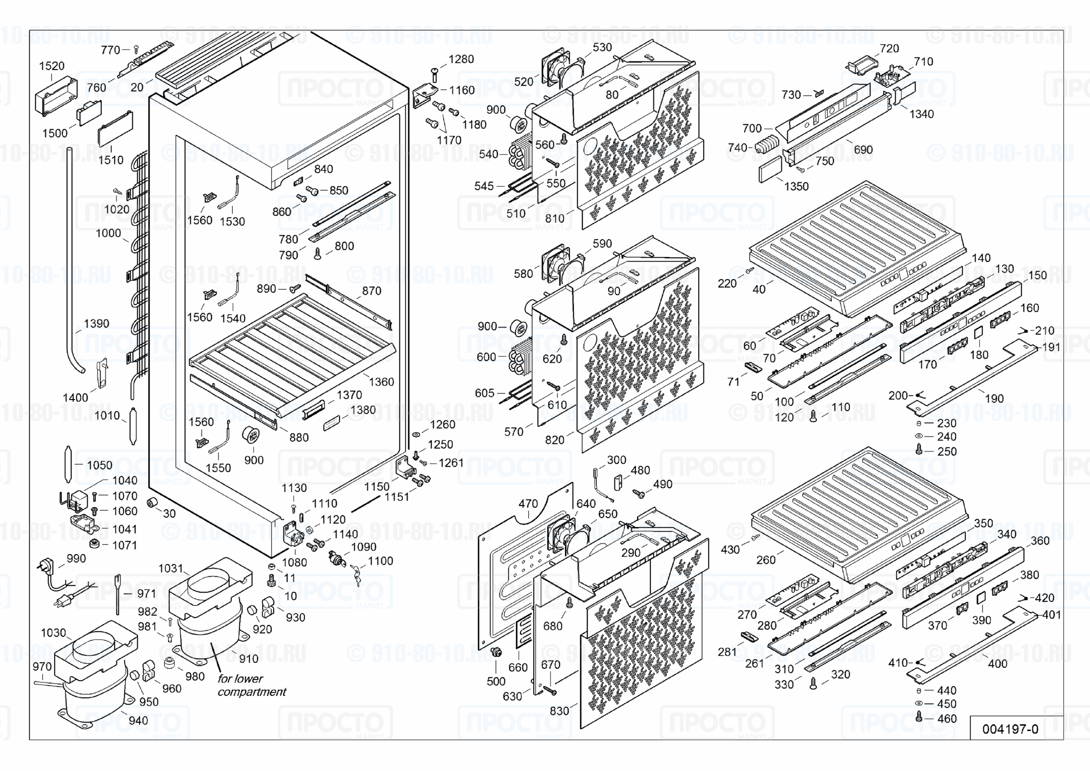Взрыв-схема запчастей холодильника Liebherr WTes 4677-23A