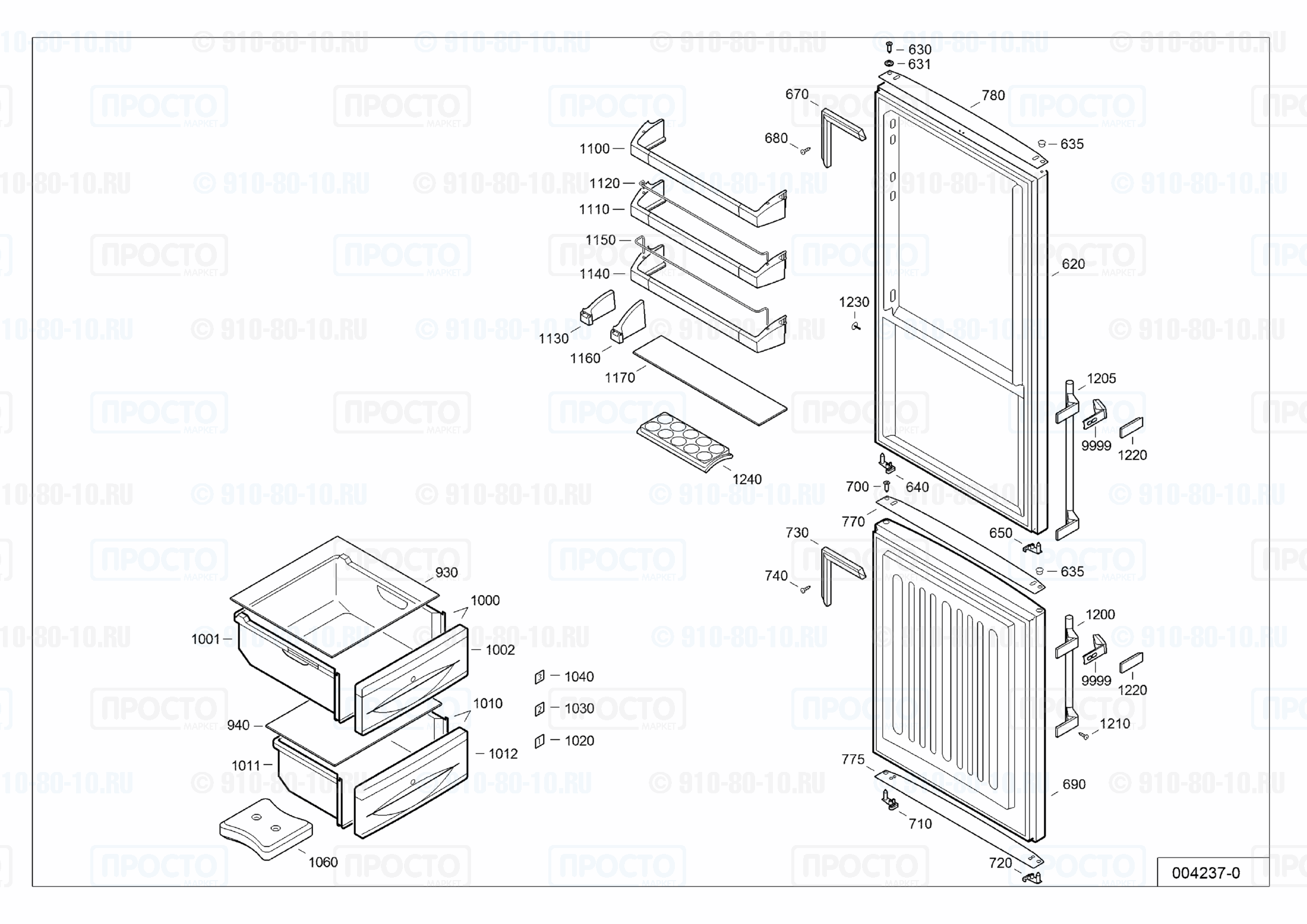 Взрыв-схема холодильника Liebherr CBesf 4006-23D