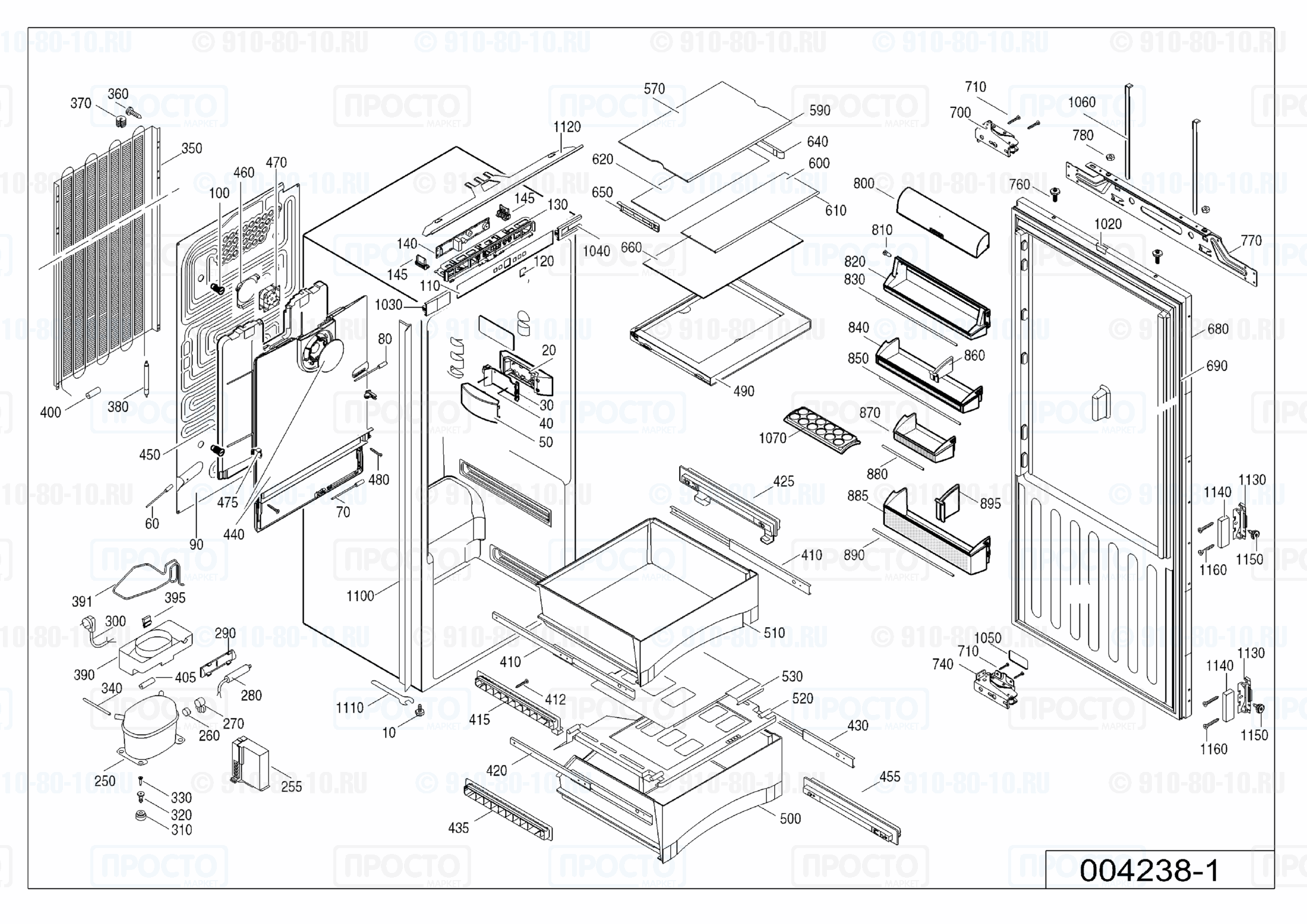 Взрыв-схема запчастей холодильника Liebherr IKB 2420-20L