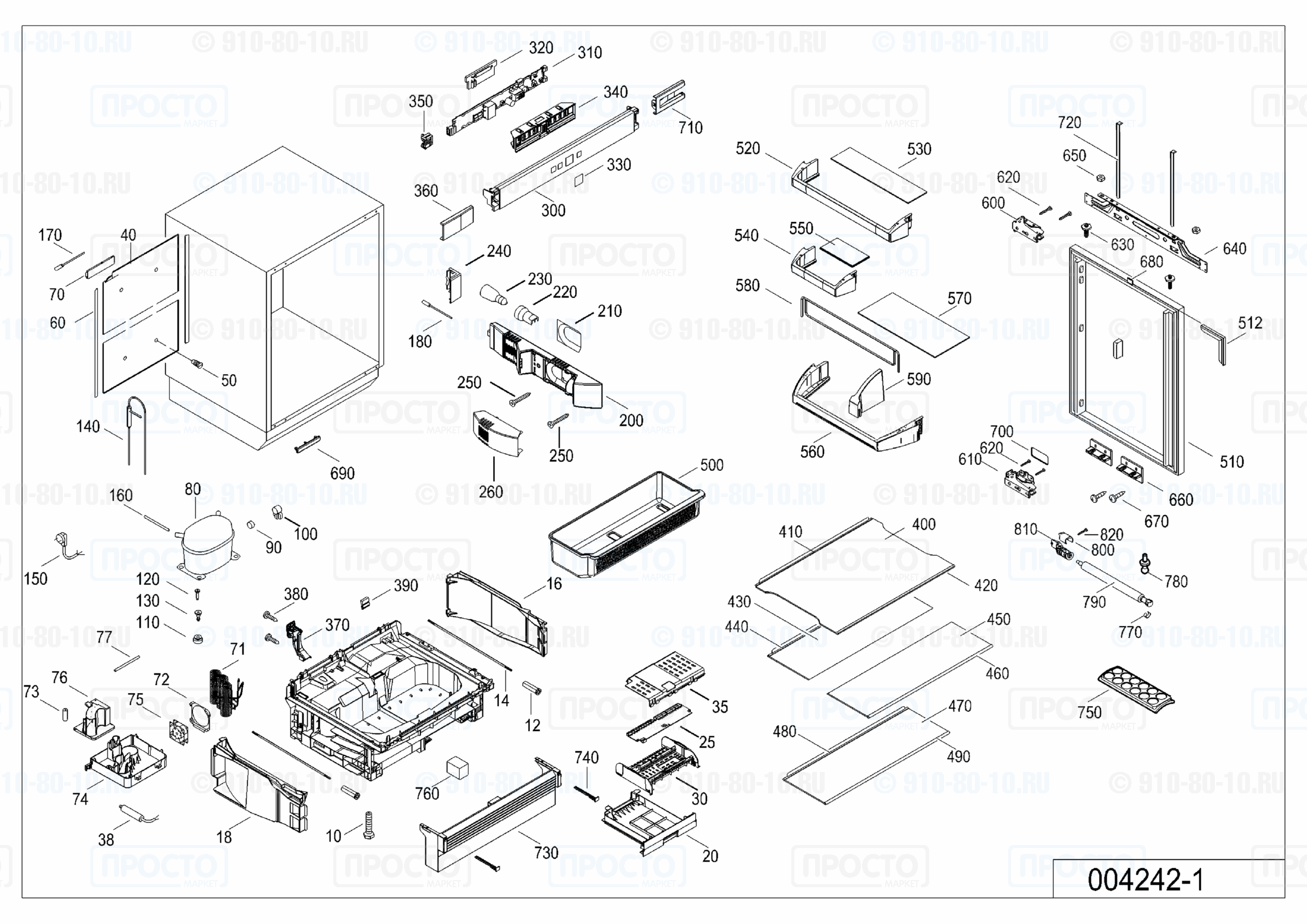 Взрыв-схема запчастей холодильника Liebherr UIK 1620-23B