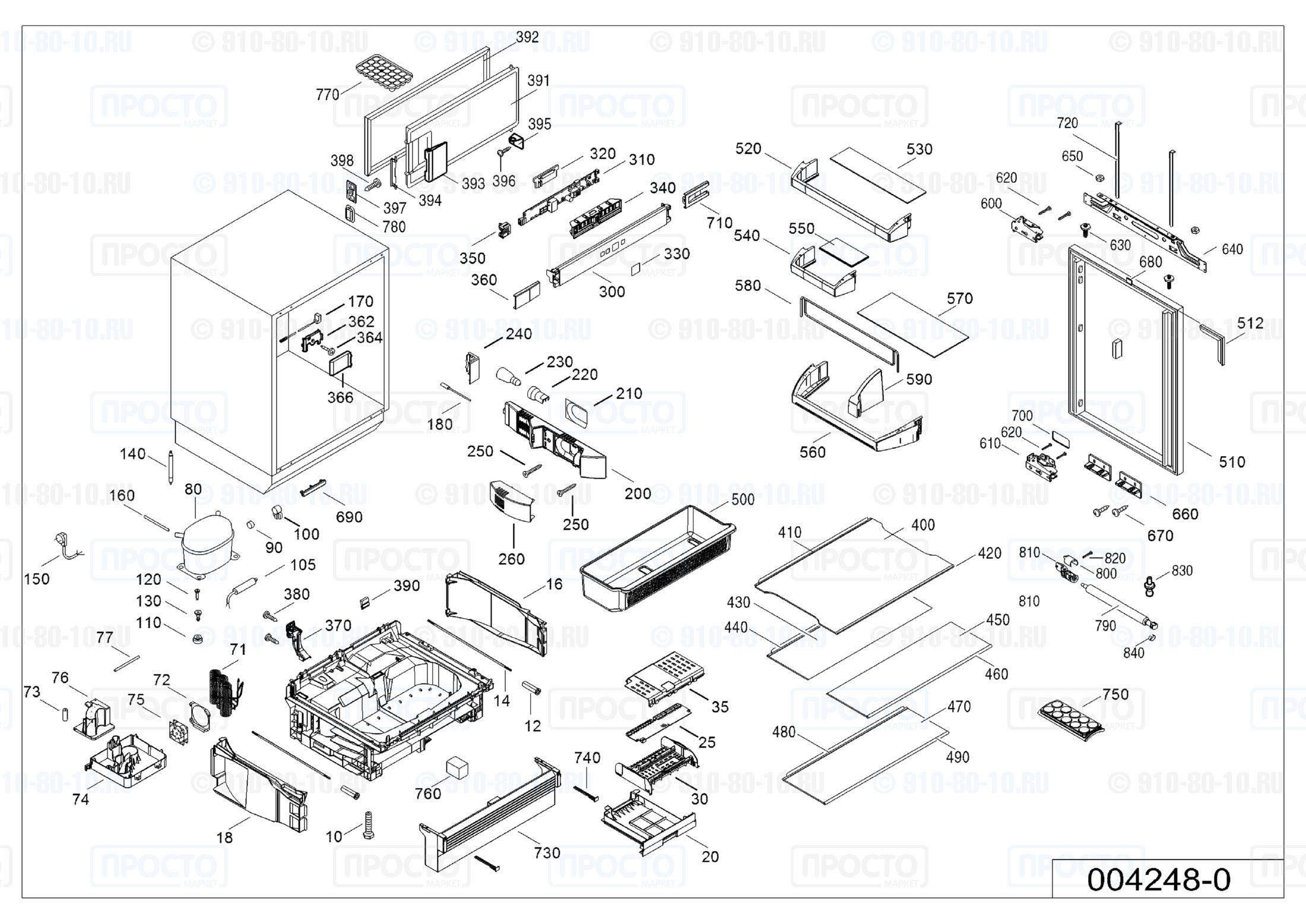 Взрыв-схема запчастей холодильника Liebherr UIK 1424-21B