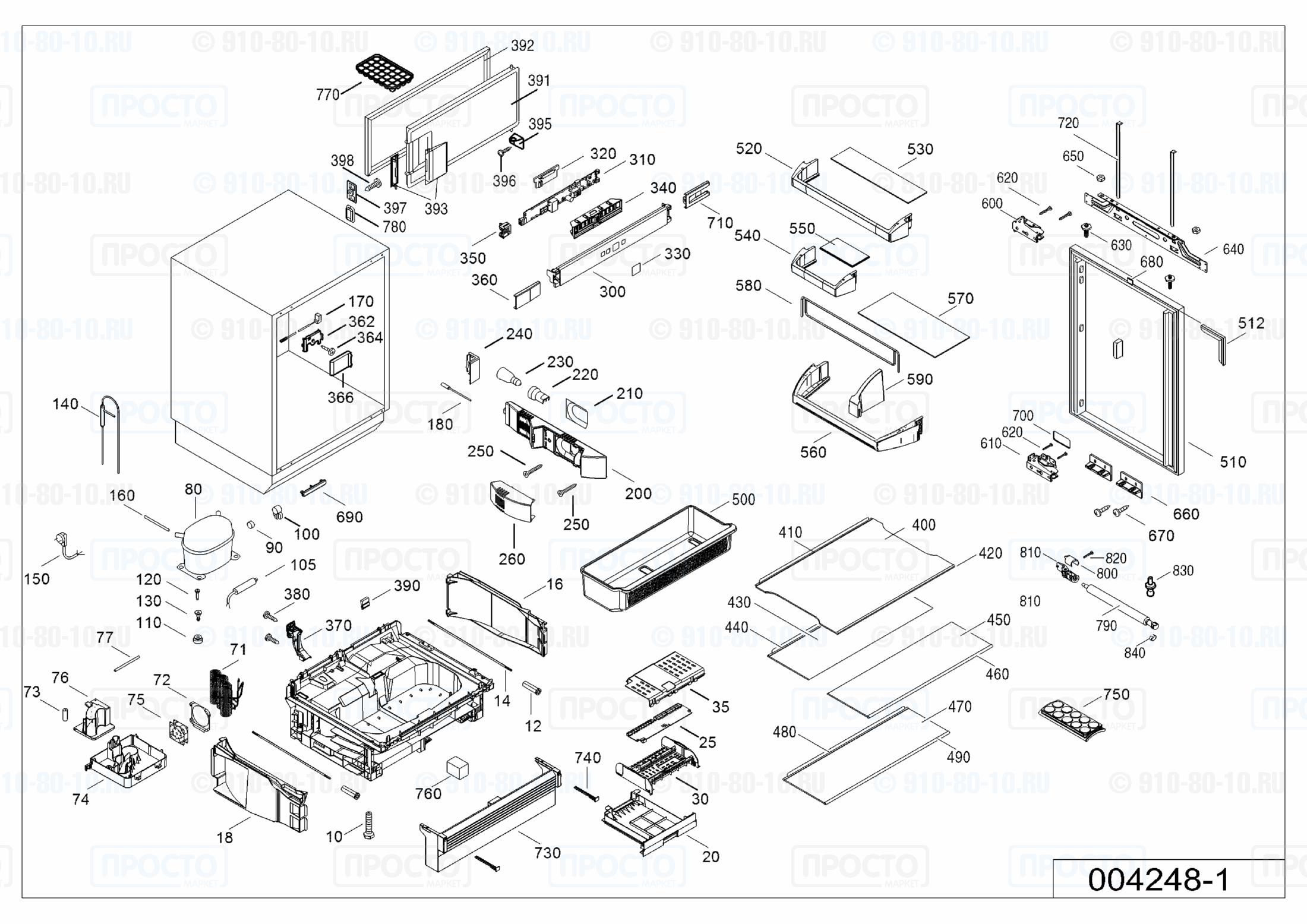 Взрыв-схема запчастей холодильника Liebherr UIK 1424-24A