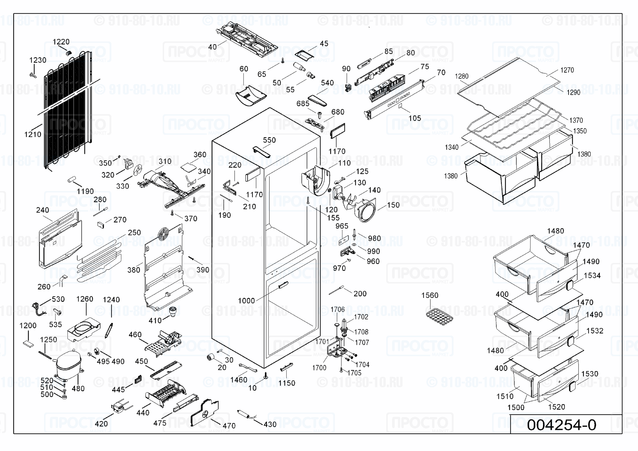 Взрыв-схема запчастей холодильника Liebherr CNsl 4003-20B