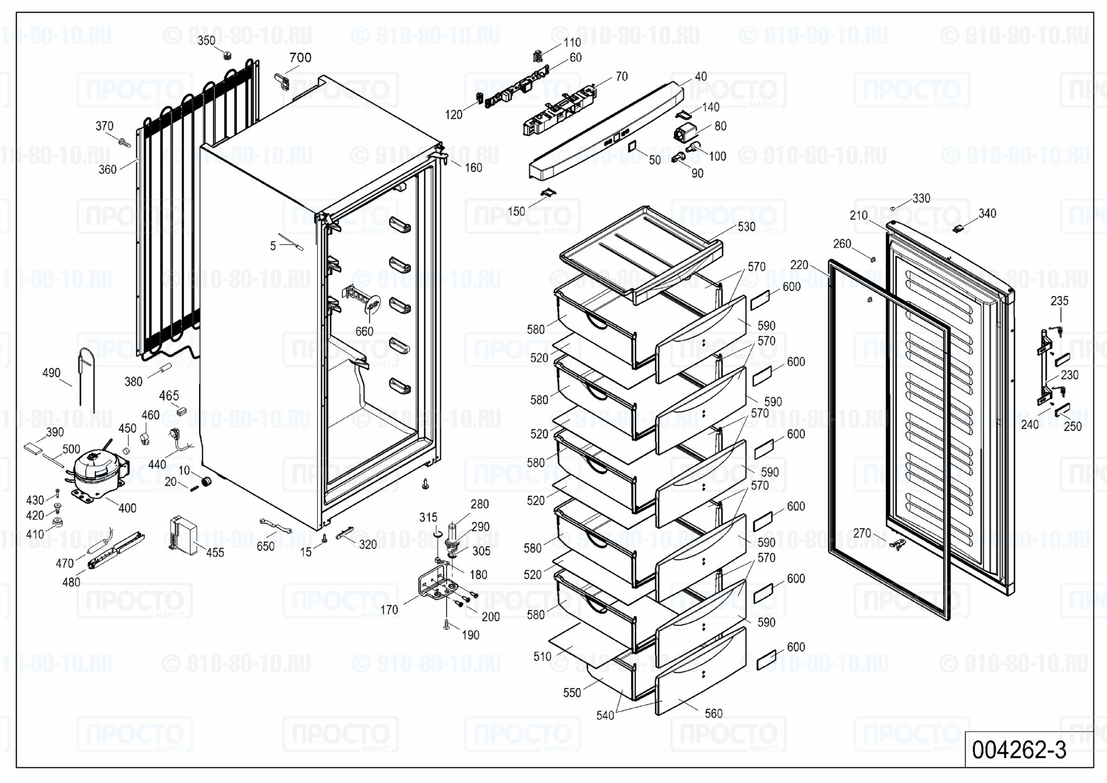 Взрыв-схема запчастей холодильника Liebherr GP 4013-20G