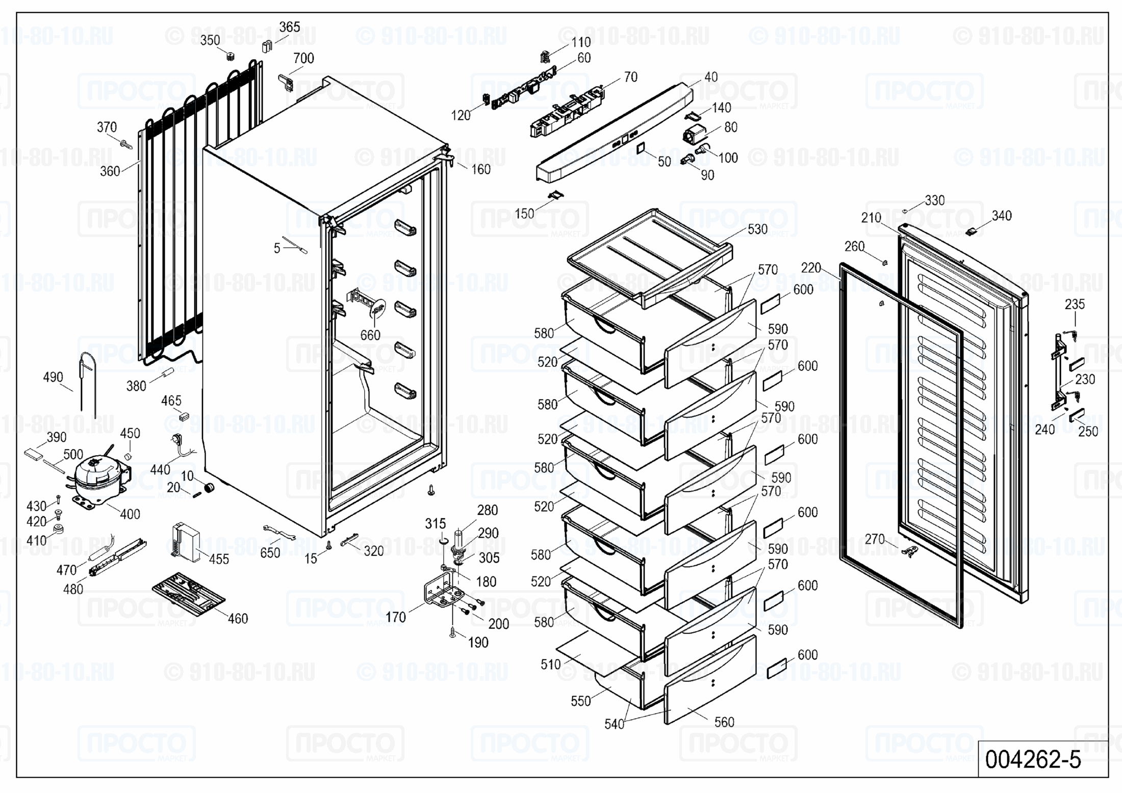 Взрыв-схема запчастей холодильника Liebherr GP 4013-20I