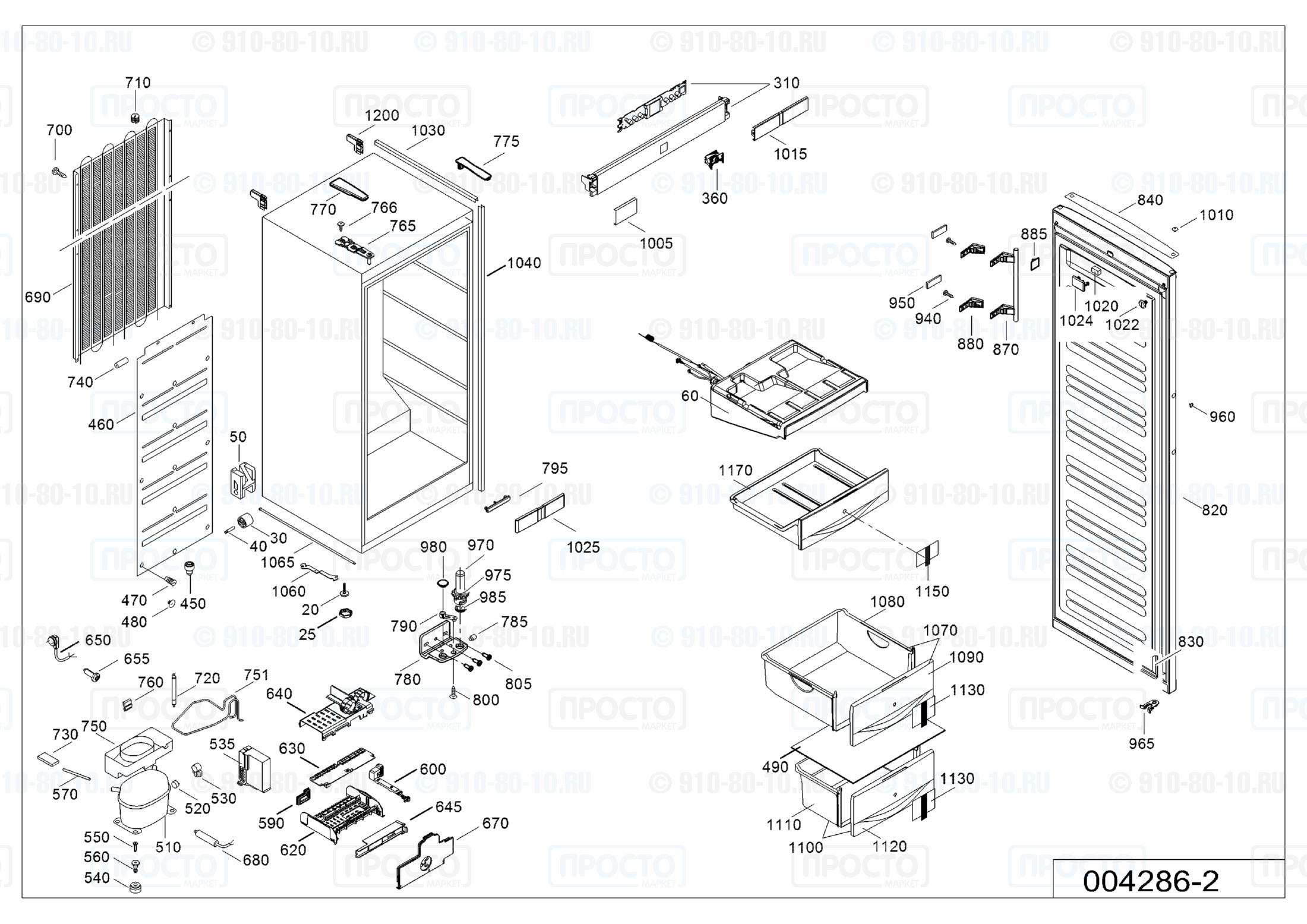 Взрыв-схема запчастей холодильника Liebherr SGNes 2710-24D