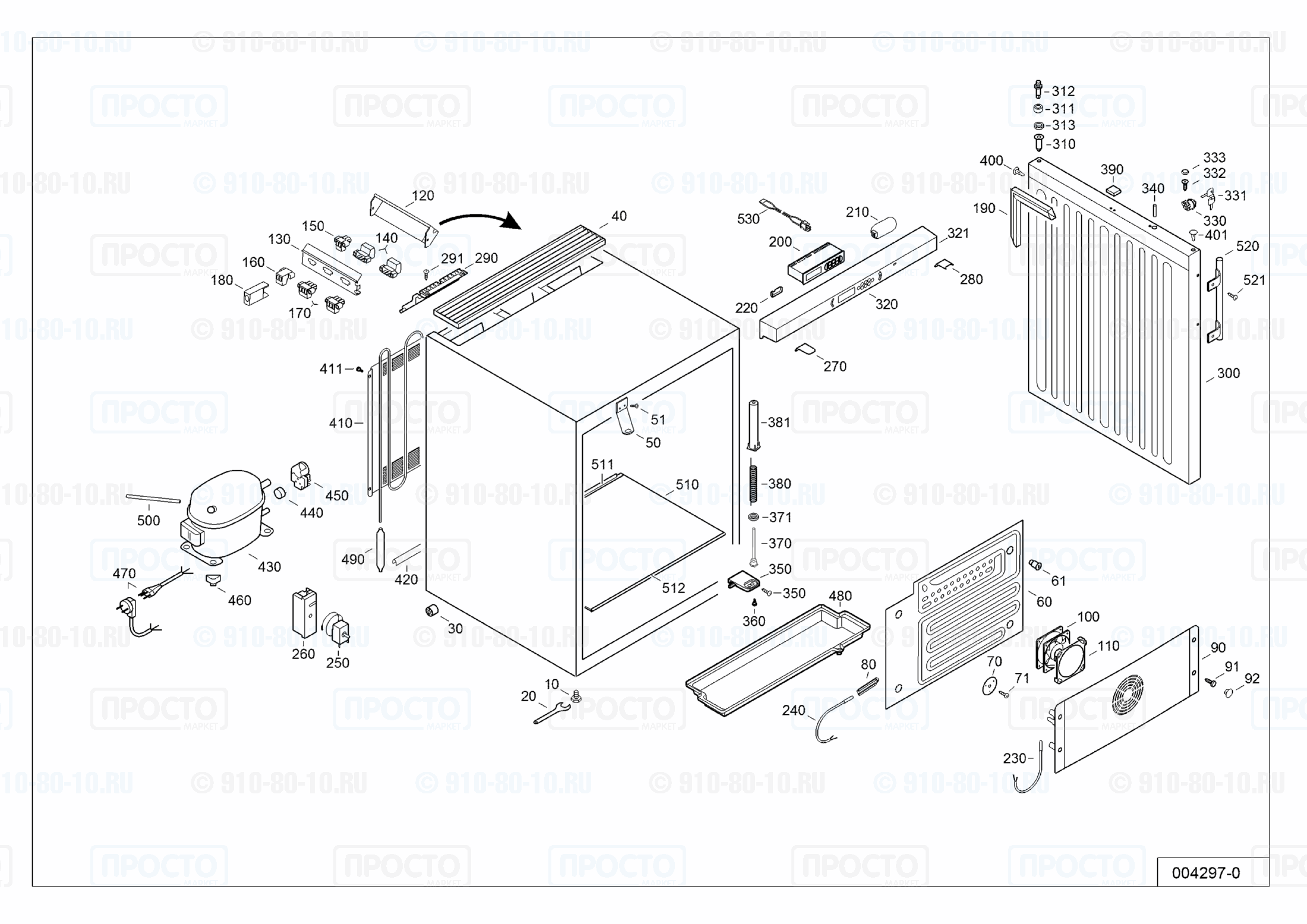 Взрыв-схема запчастей холодильника Liebherr LKUexv 1610-20B