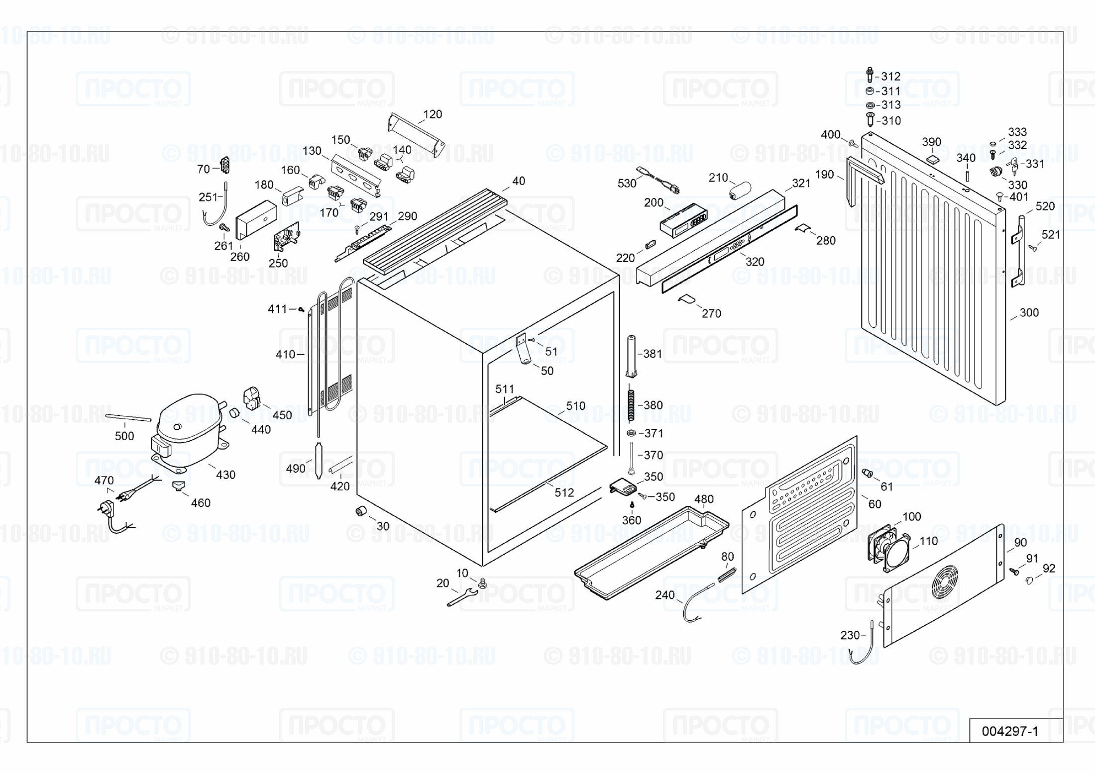Взрыв-схема запчастей холодильника Liebherr LKUexv 1610-23E