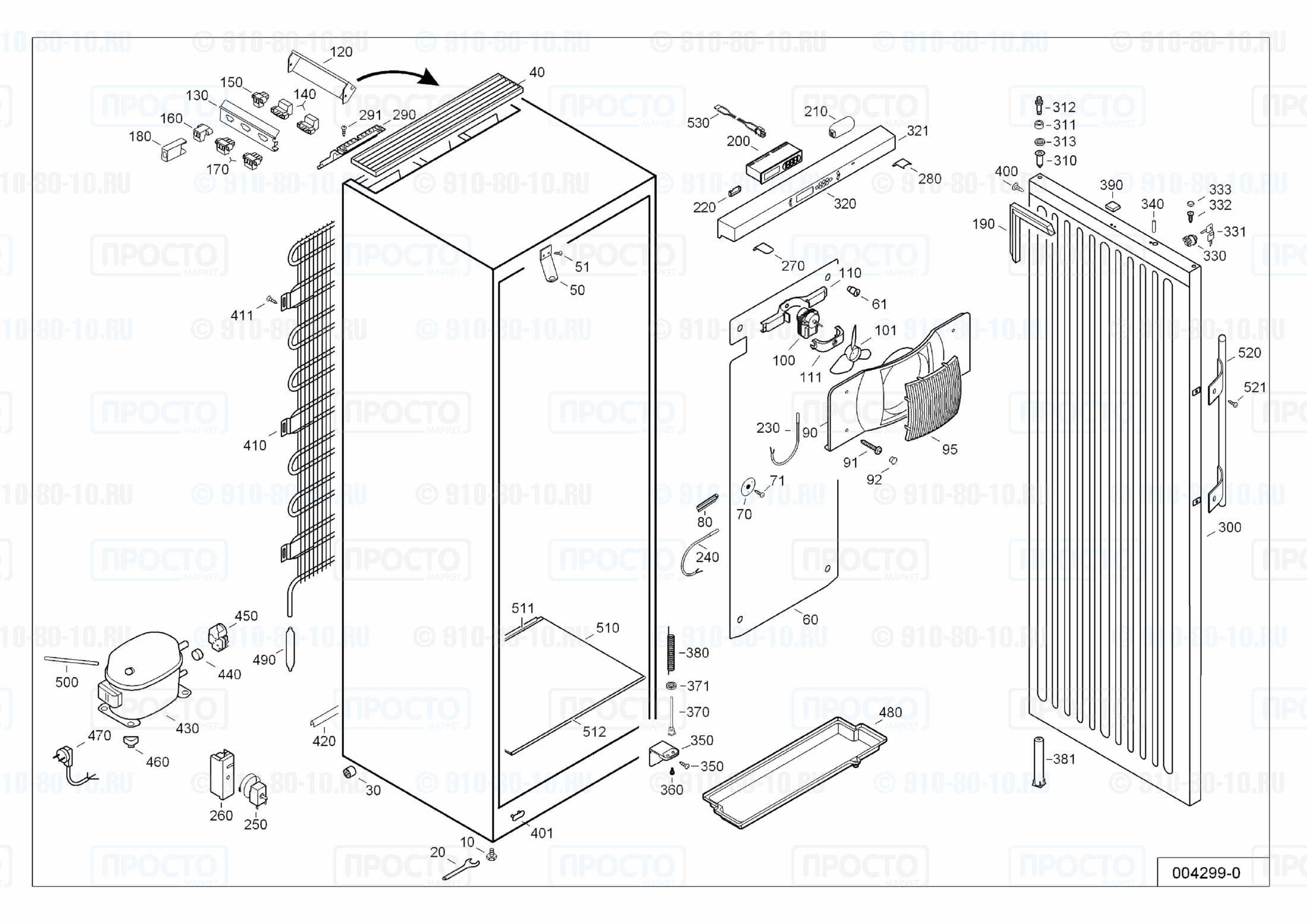 Взрыв-схема запчастей холодильника Liebherr LKexv 3910-20A