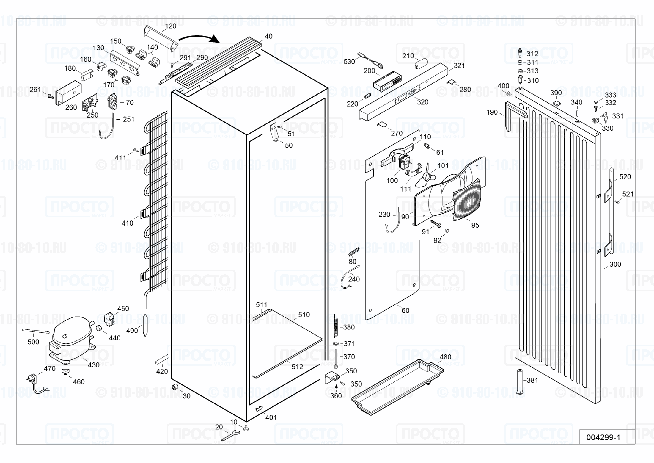 Взрыв-схема запчастей холодильника Liebherr LKexv 3910-23E