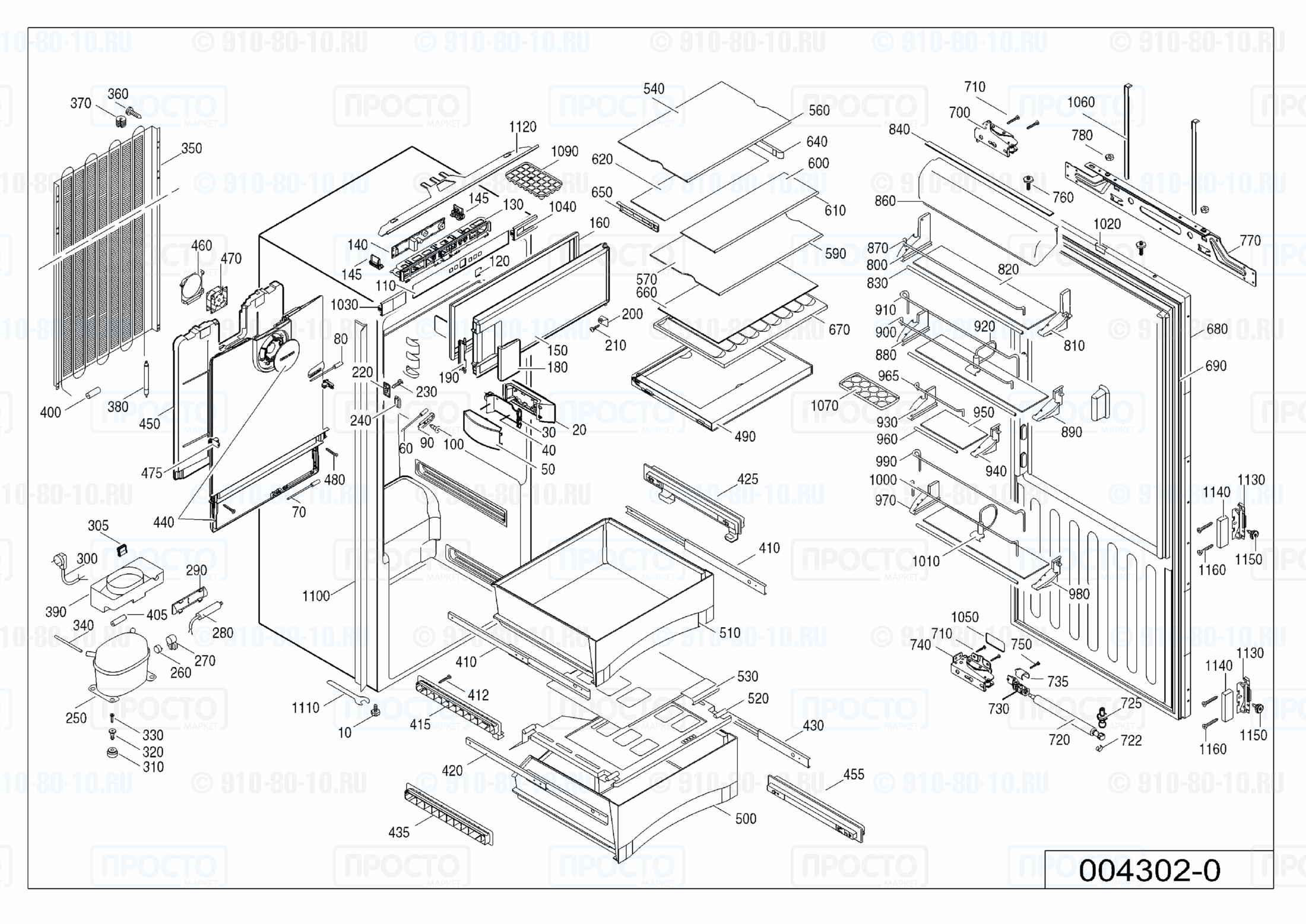Взрыв-схема запчастей холодильника Liebherr IKB 2624-20I