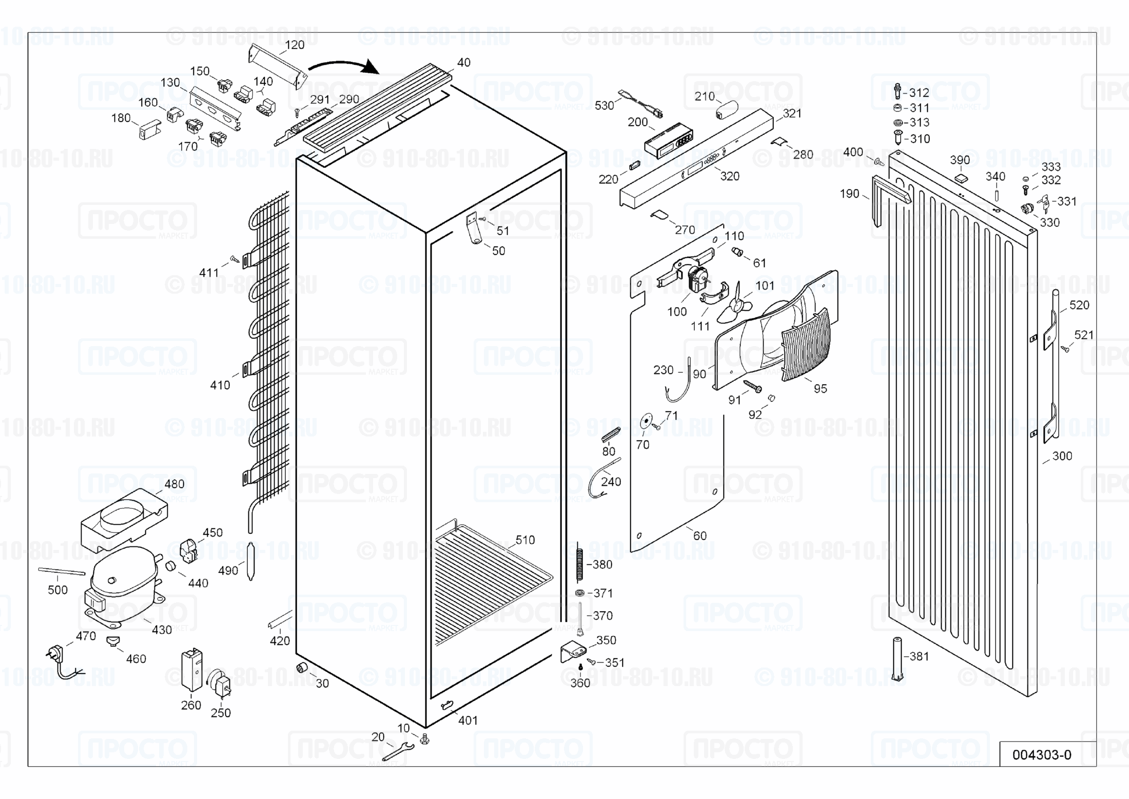 Взрыв-схема запчастей холодильника Liebherr LKv 3910-20B