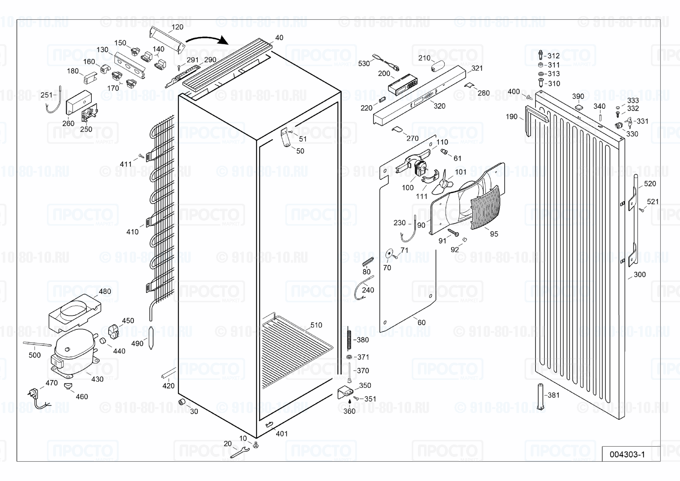 Взрыв-схема запчастей холодильника Liebherr LKv 3910-22A