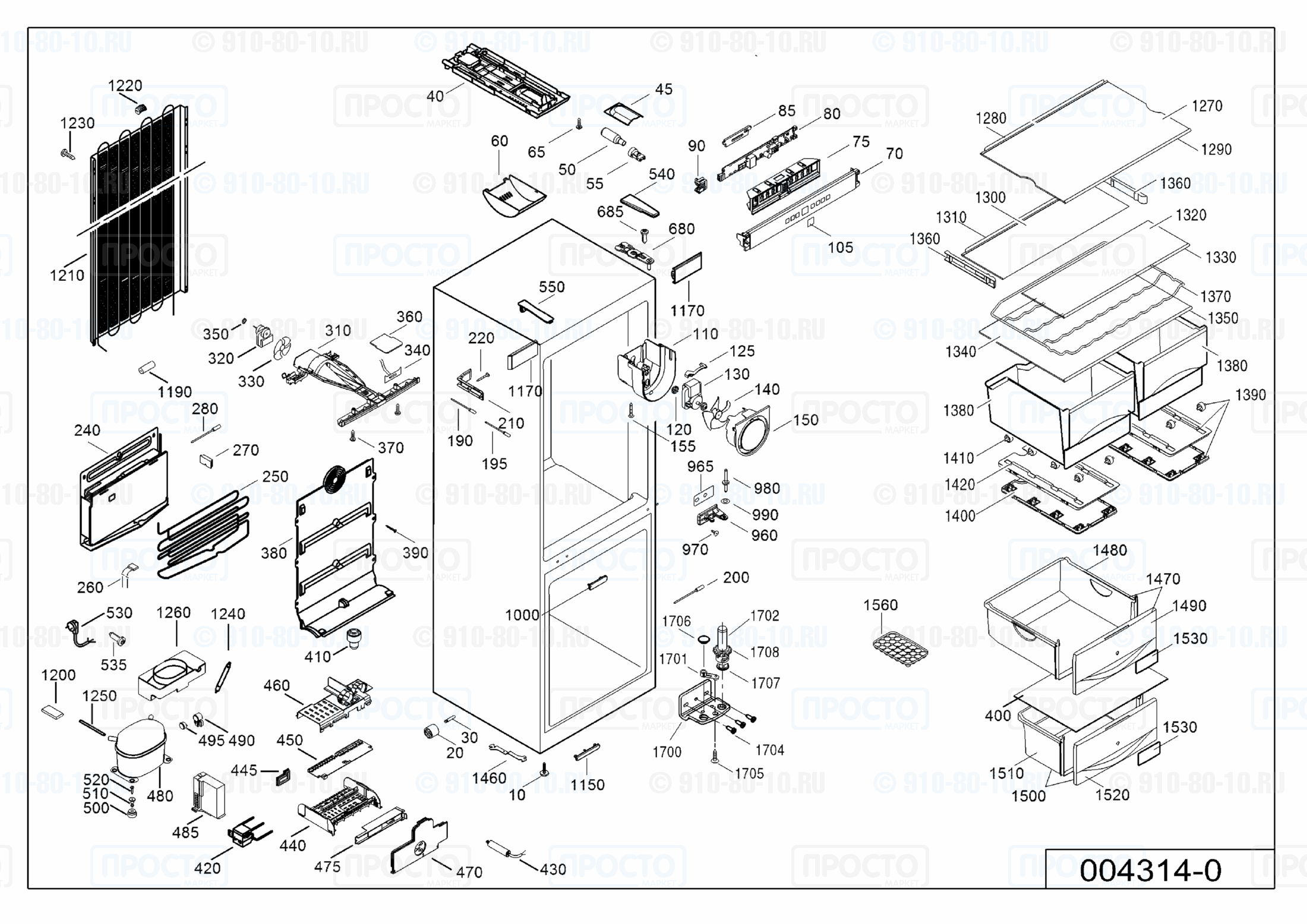 Взрыв-схема запчастей холодильника Liebherr CNPesf 4013-20C