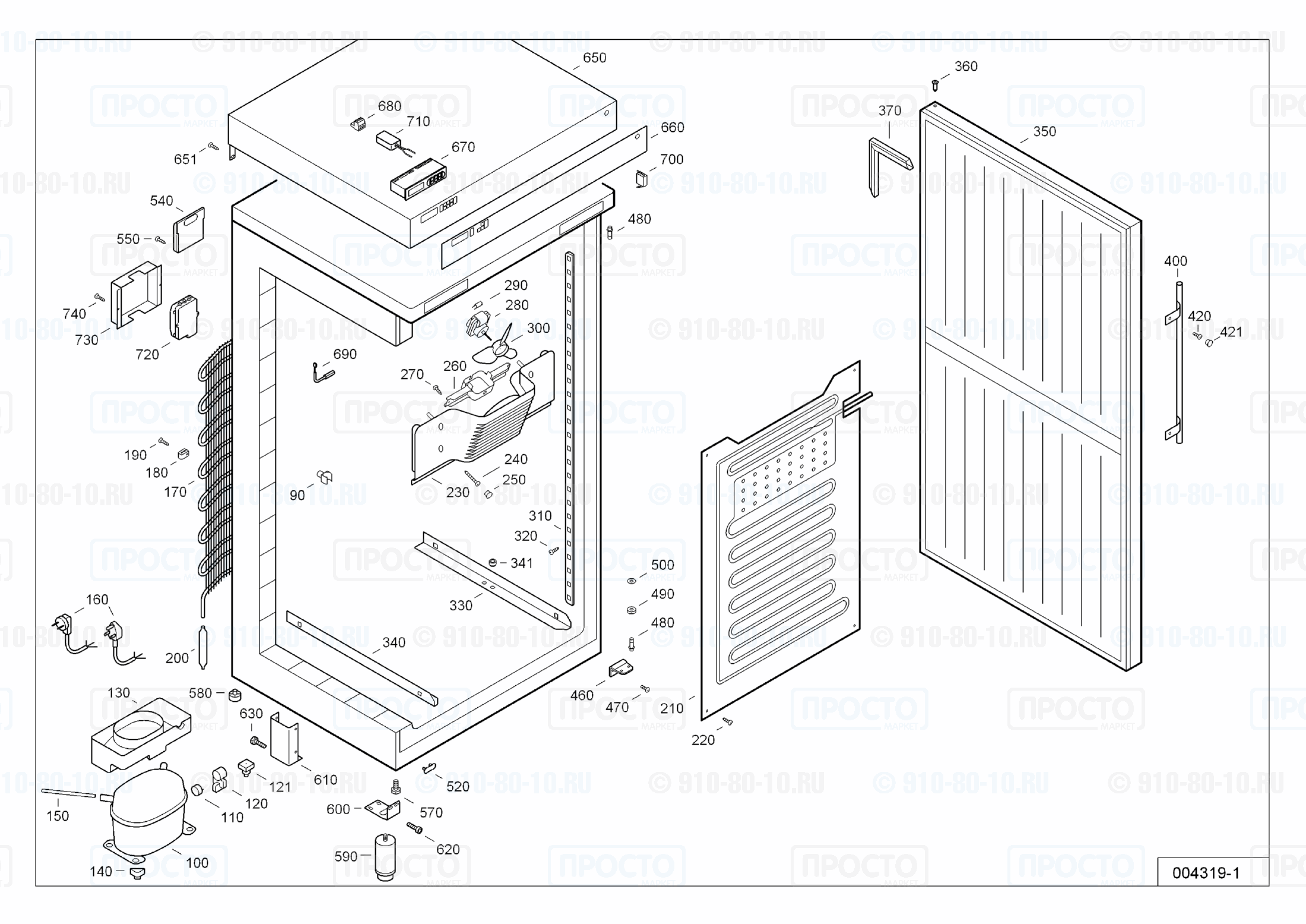 Взрыв-схема запчастей холодильника Liebherr BKv 4000-13