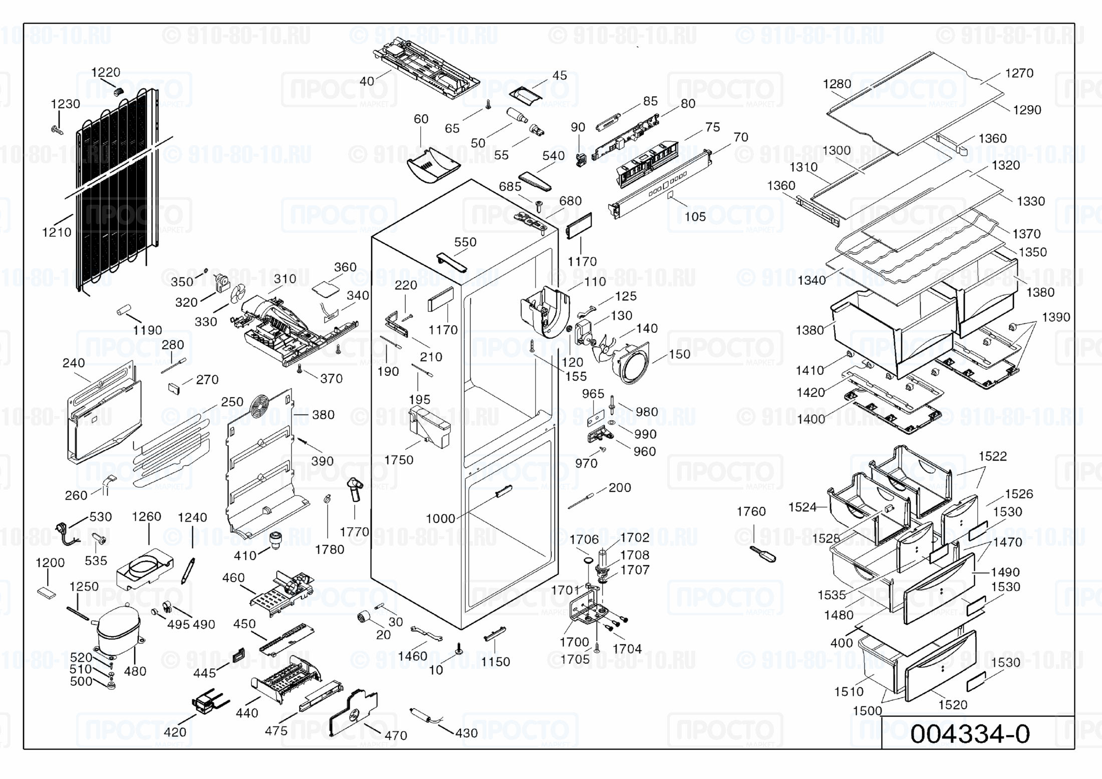 Взрыв-схема запчастей холодильника Liebherr CNes 4023-22F