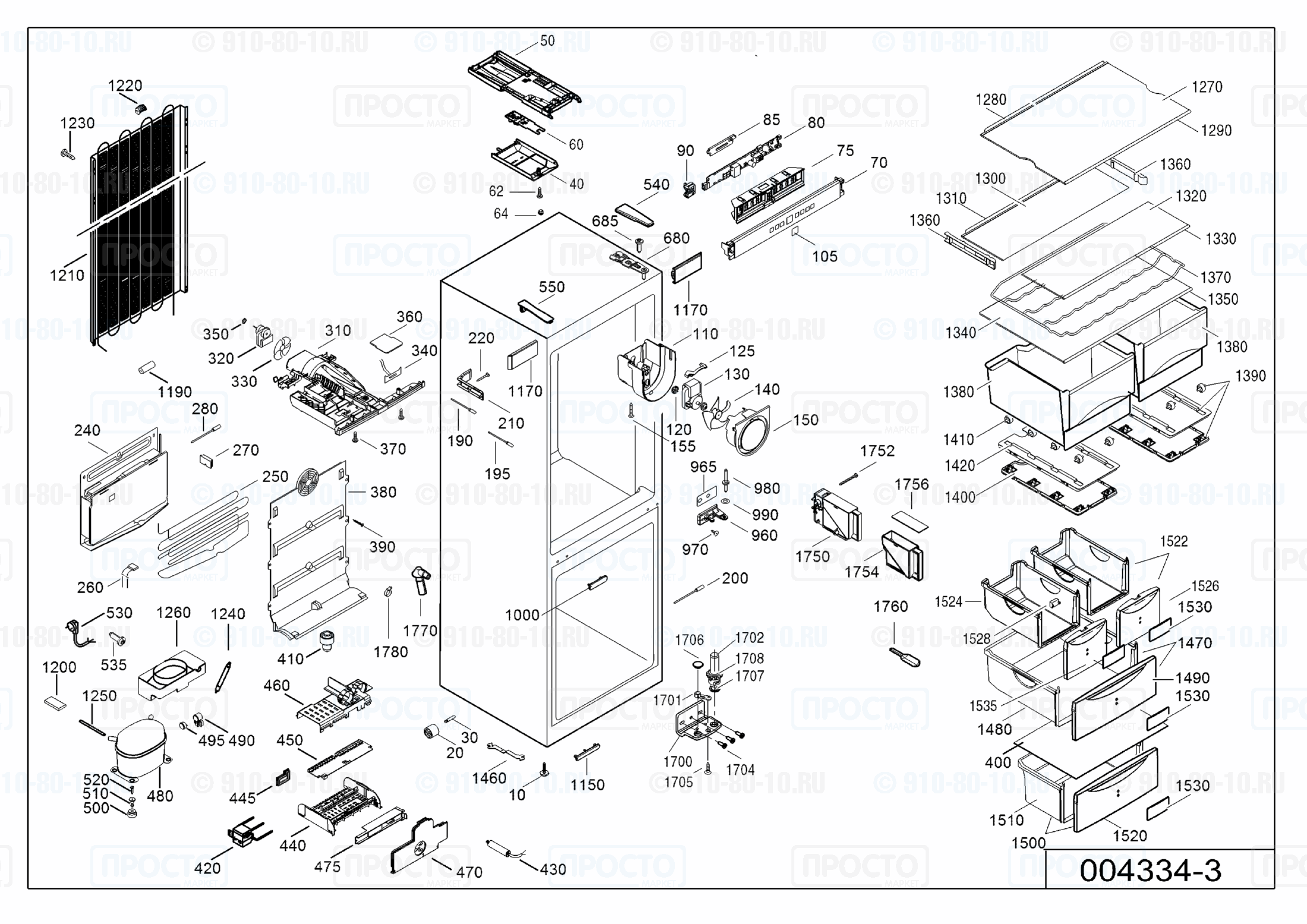 Взрыв-схема запчастей холодильника Liebherr CNes 4023-23A
